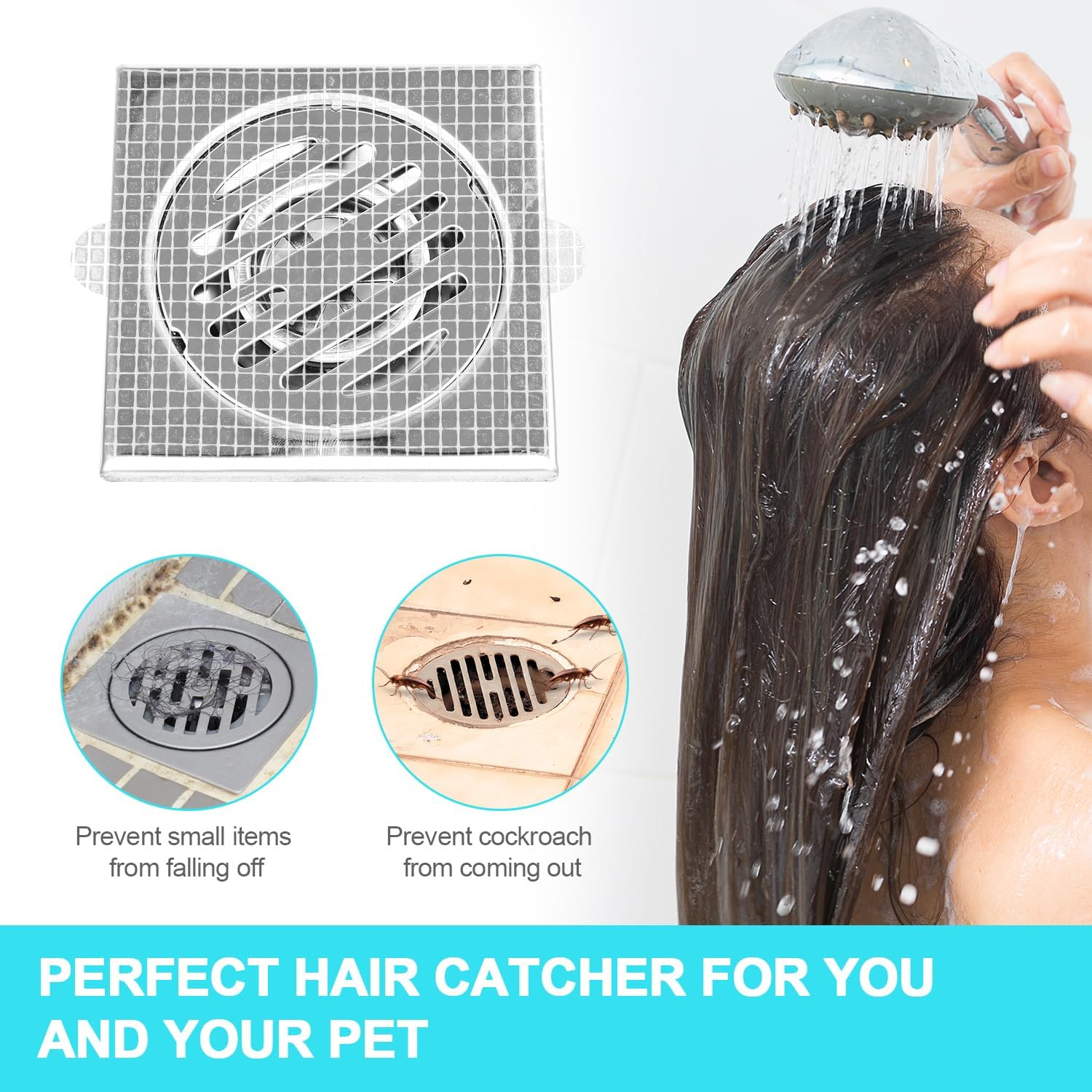 25pcs Shower Hair Catcher Mesh Sticker for Drain Cover