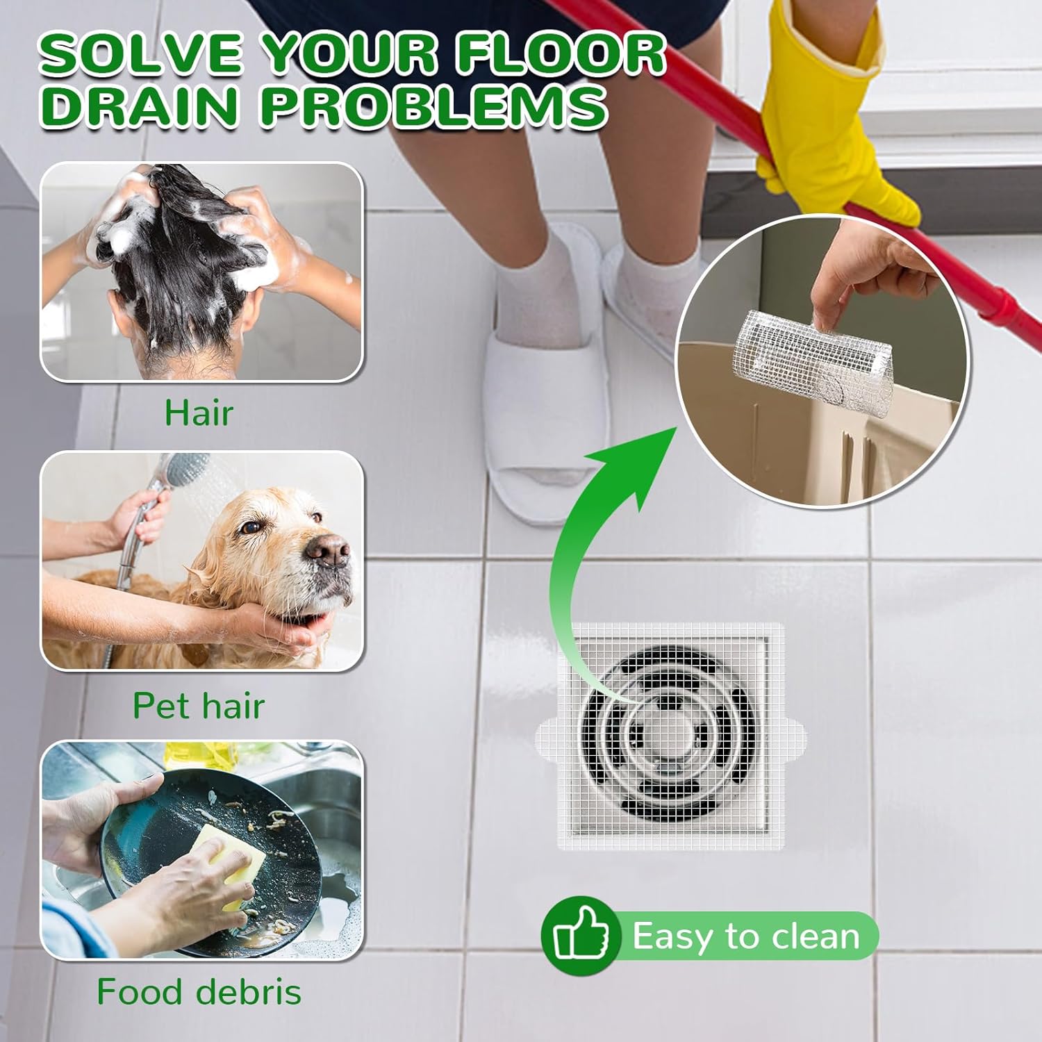 40 Pack Disposable Square Hair Catcher Sticker for Bathroom Drains