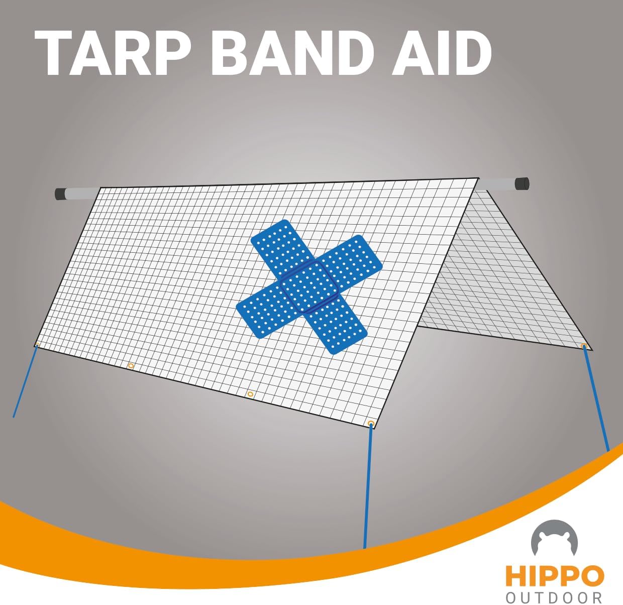 HIPPO OUTDOOR Heavy Duty Tarpaulin Repair Tape 16ft Roll Blue UV Waterproof