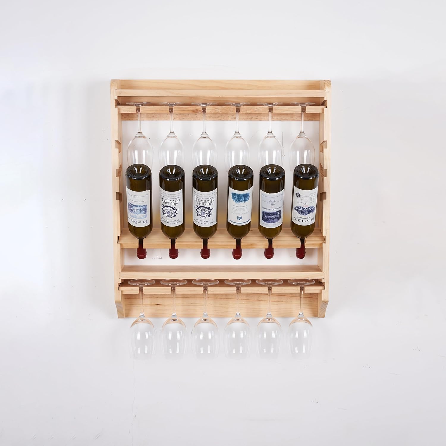 18 Bottle Wall Wine Rack with Glass Holder 1