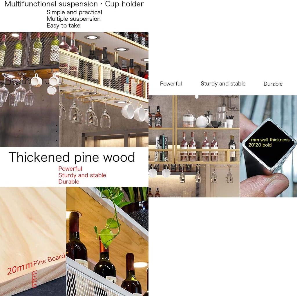 Pimex Wall-Mounted Wine Rack with Double Layer and Partitions