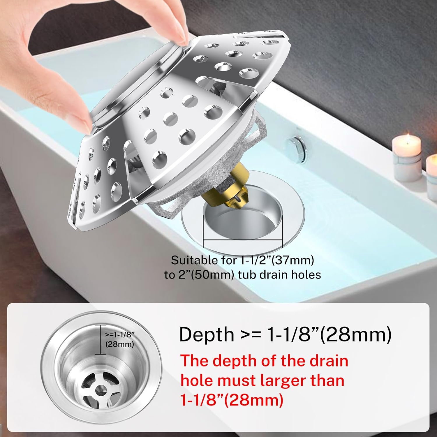 MGT Stainless Steel Tub Drain Stopper 304