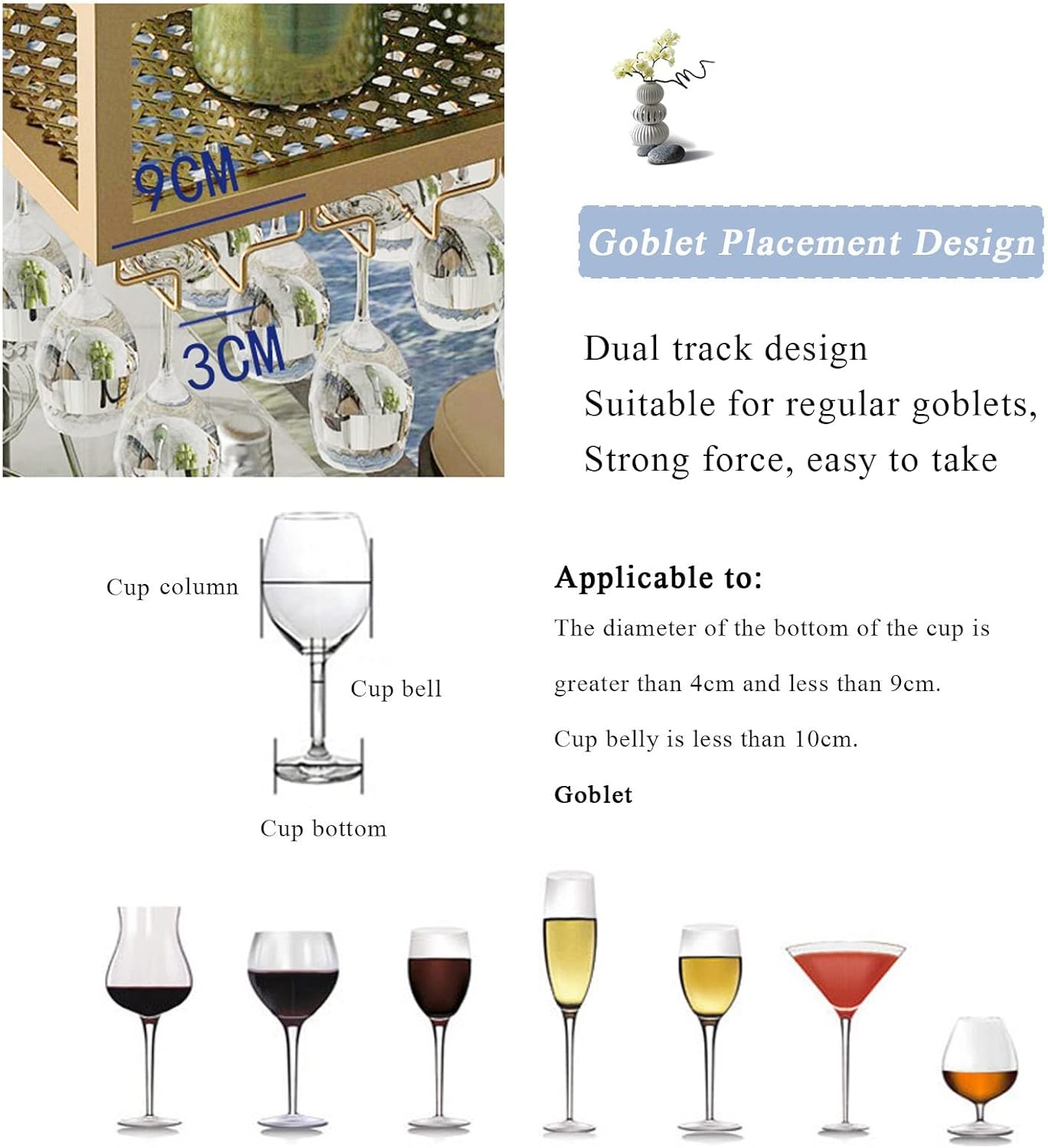 ZJDYDY Wall-Mounted Wine Rack with Goblet Holder 1