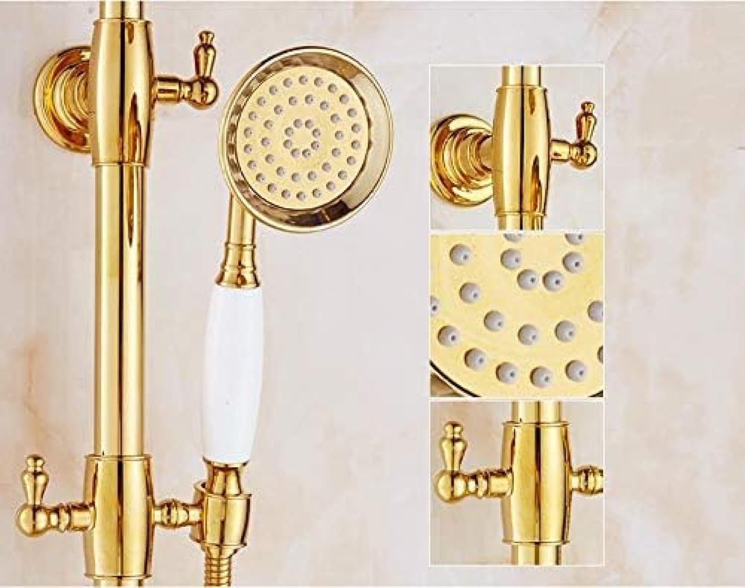 TECKI Luxury Brass Rainfall Shower Set 8 Inch Handheld