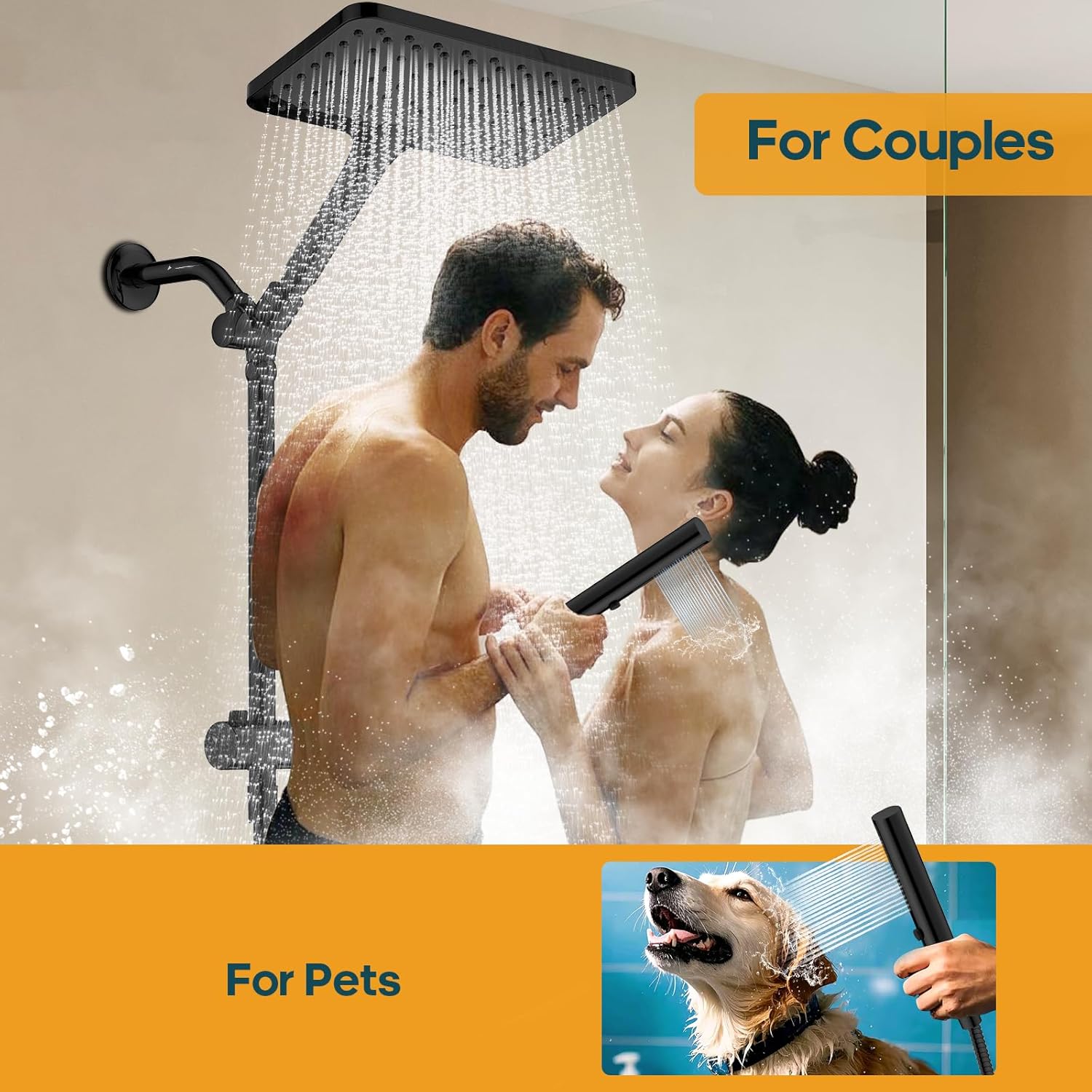 Hombeter 10 Inch Handheld Rain Shower Combo Matte Black