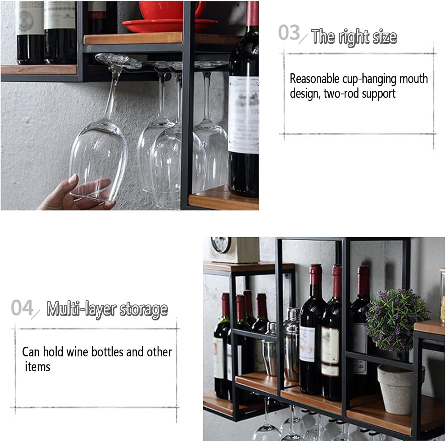 ERICAT Wall Mounted Wine Racks Black