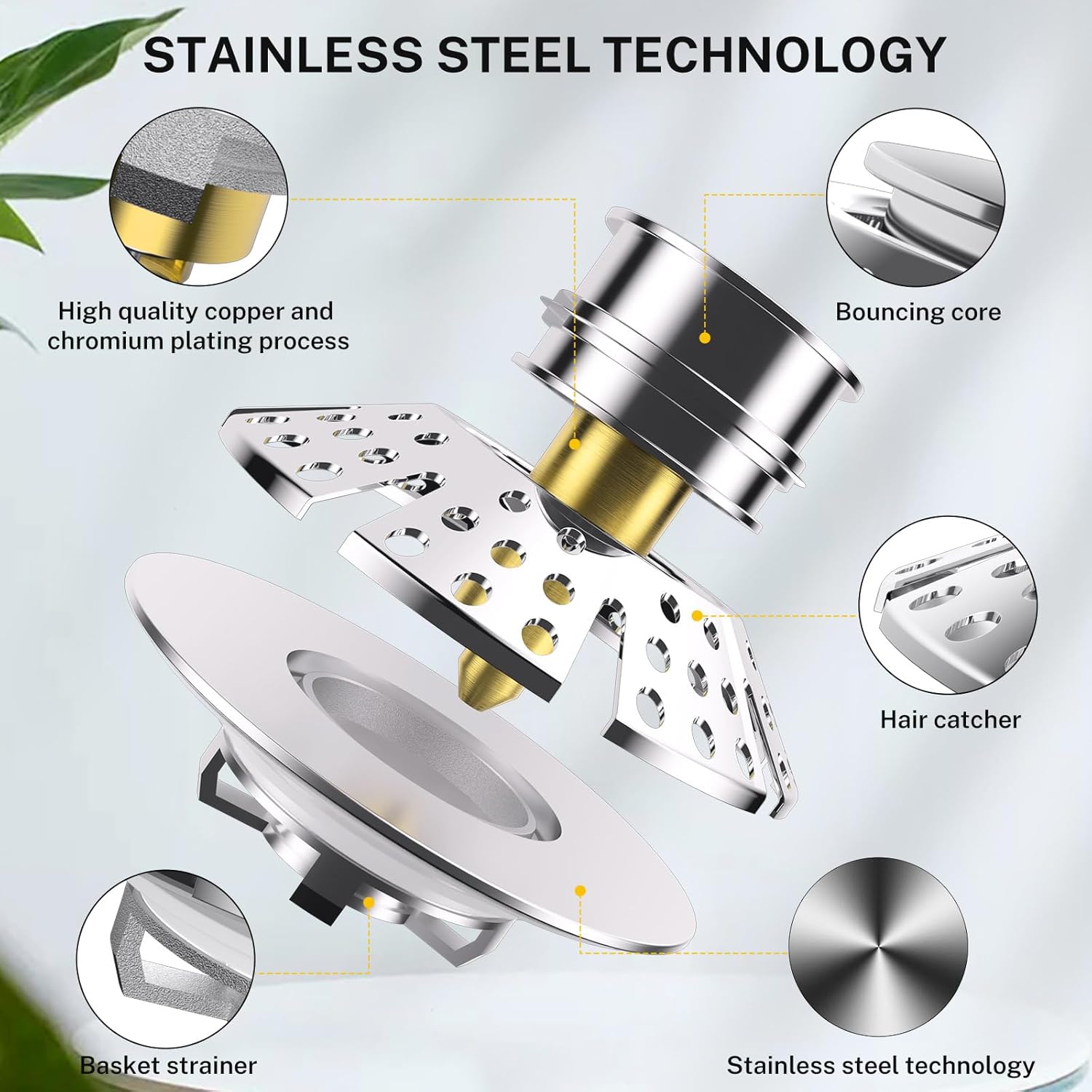 MGT Stainless Steel Tub Drain Stopper 304