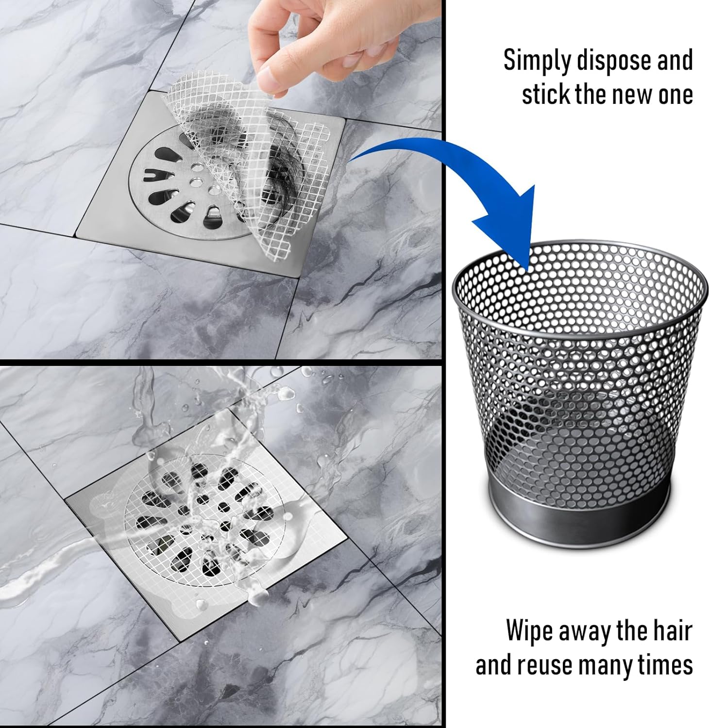 20 Pack Disposable Drain Hair Catcher Stickers