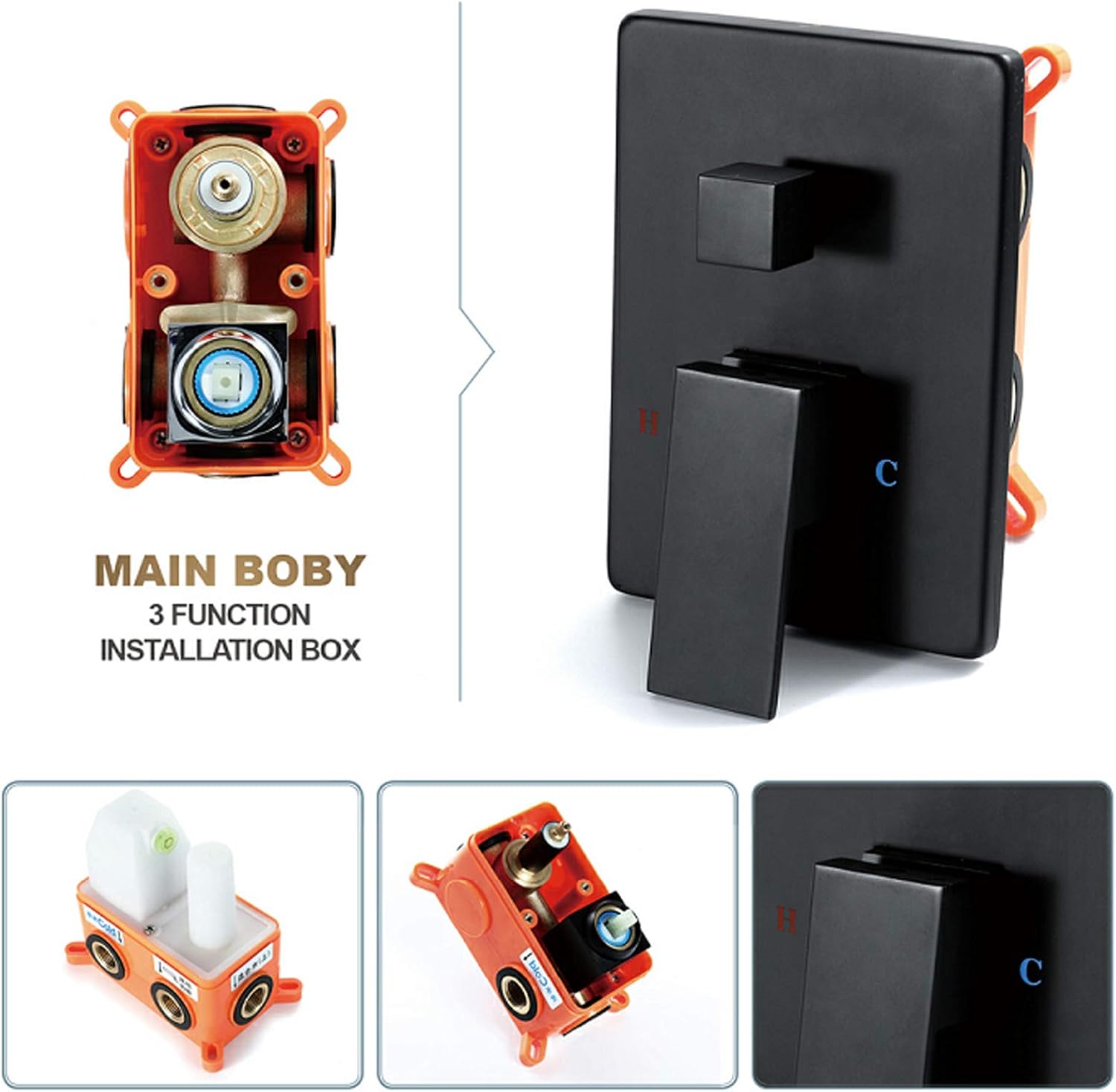 Black Rain Shower System with Body Jets and Handheld