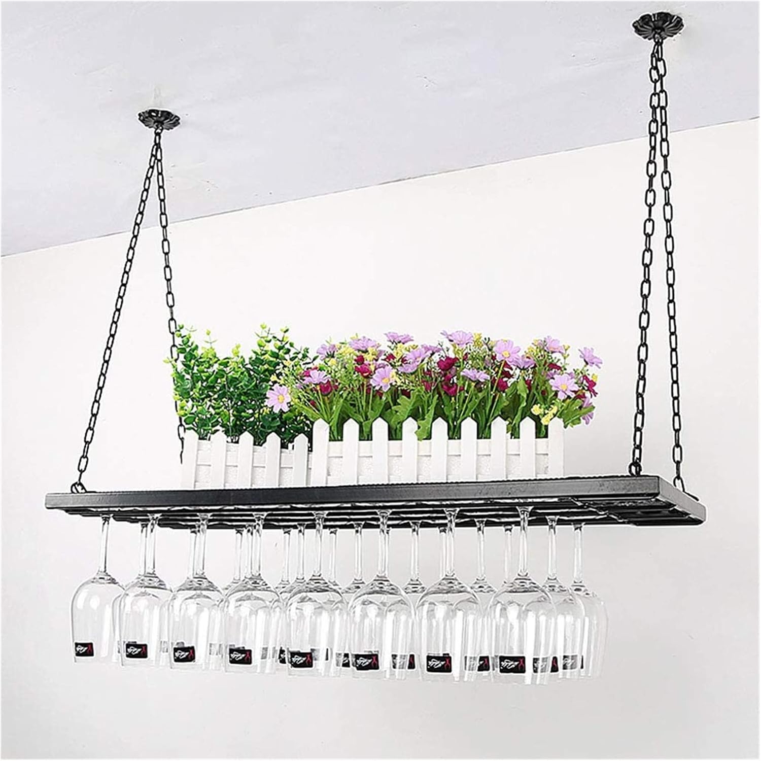 ALDEPO Wall-Mounted Wine Rack 24 Chain Adjustable Industrial Style