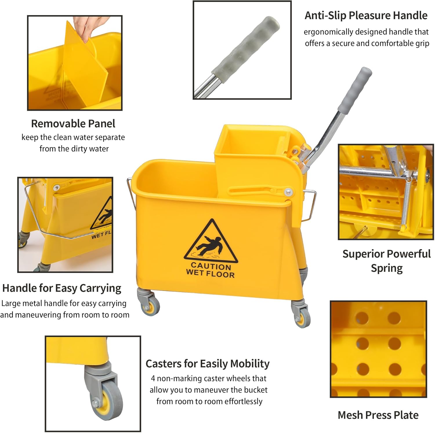 Wajeehaa 22 Qt Mop Bucket with Wringer and Cotton Mop 1