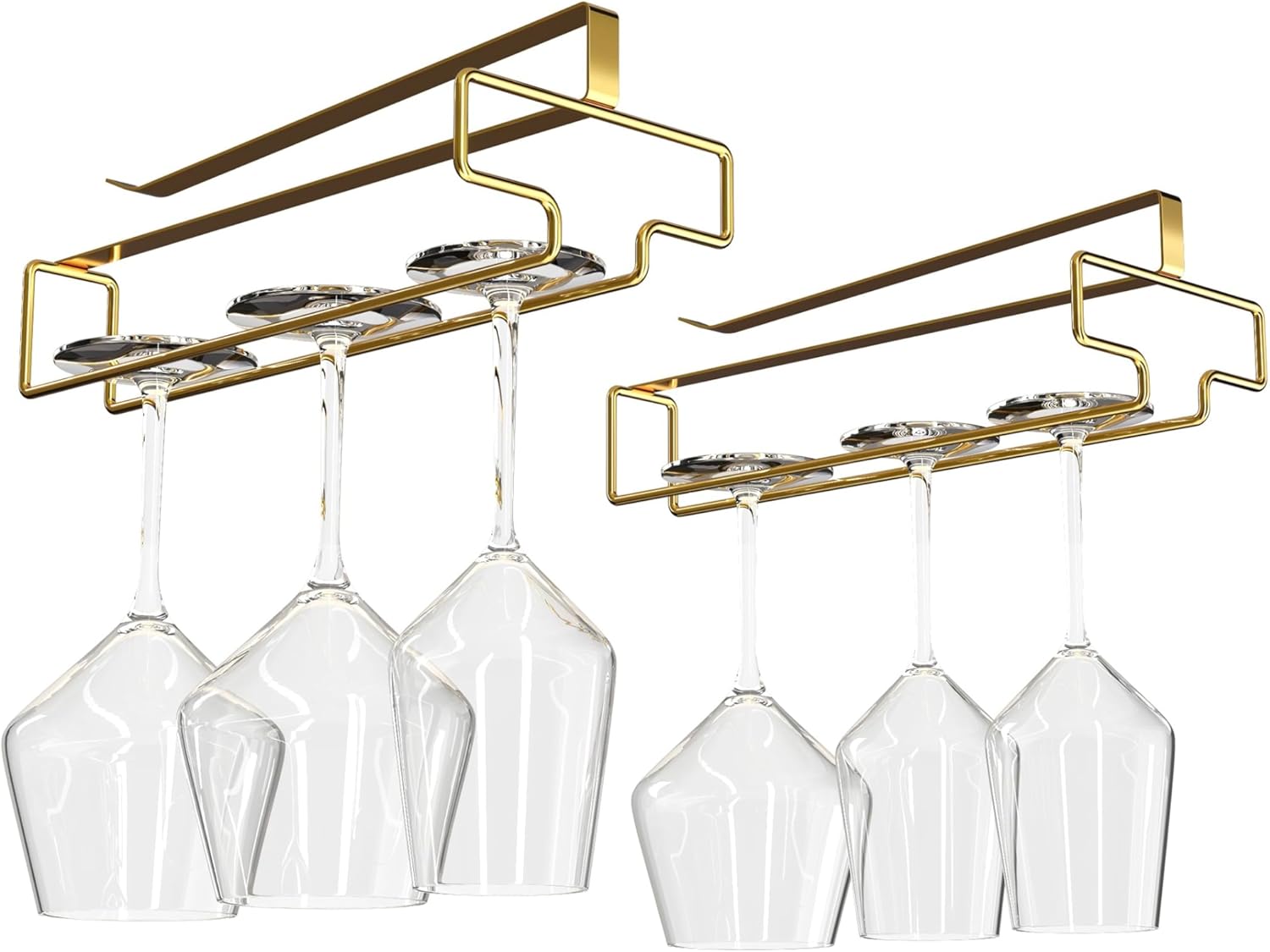 2Pcs Wine Glass Hanger - Quick-Install No-Drill Stemware Organizer