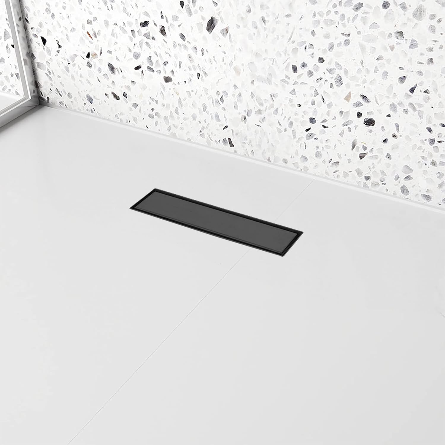 12 Inch Matte Black Linear Shower Drain with Removable Panel