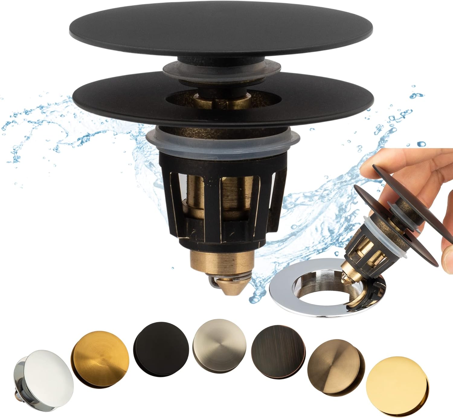 Artiwell Universal Sink Drain Stopper - Matt Black