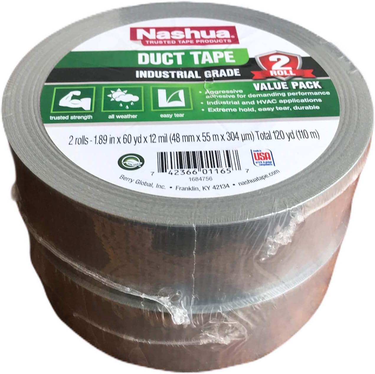 Nashua Duct Tape 12 Mil Thick 2 In x 60 Yd 2 Pack