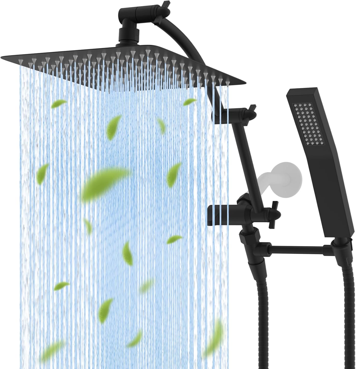 Hibbent All Metal Rainfall Shower Head Combo with Handheld and Extension Arm