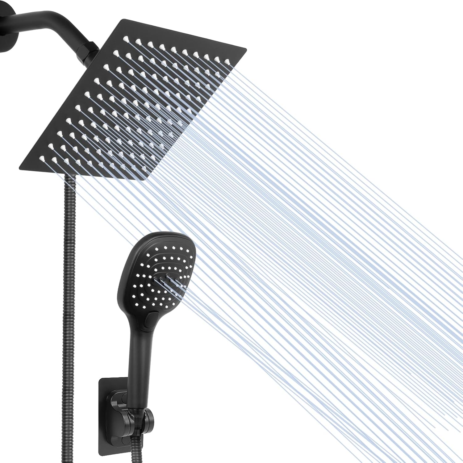 NearMoon Shower Head with 3 Settings and 5ft Hose - Matte Black