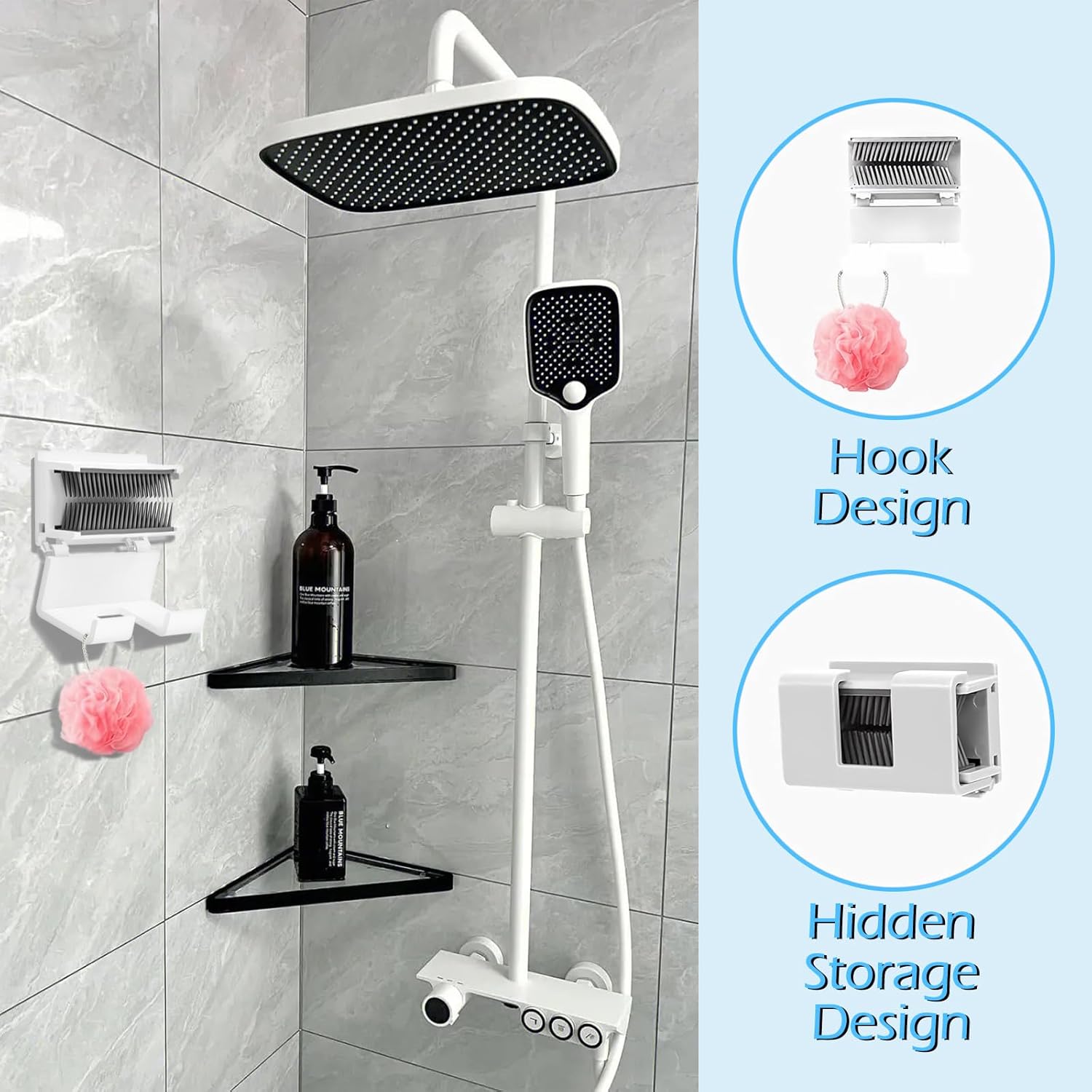 Oneasmot Shower Hair Catcher Wall - White