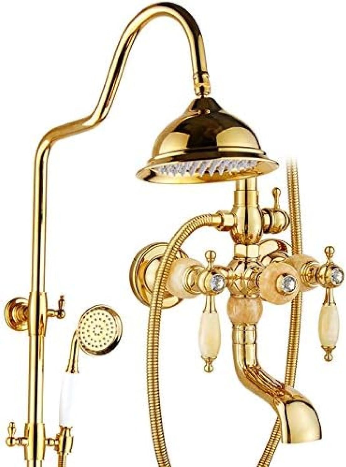 TECKI Luxury Brass Rainfall Shower Set 8 Inch Handheld