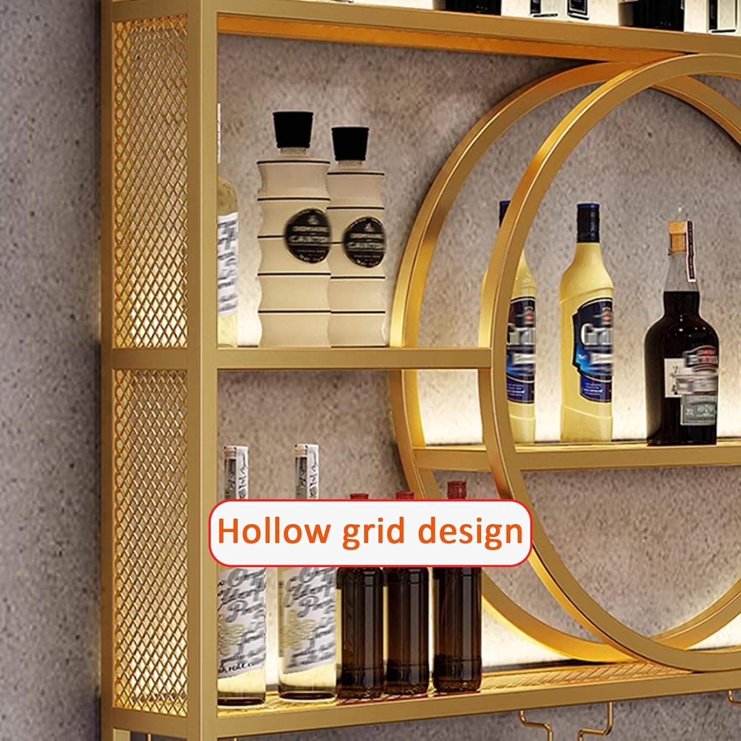 JKGHK Wall Mounted Glass Holder 3-Layer Wine Rack Gold 393in100cm