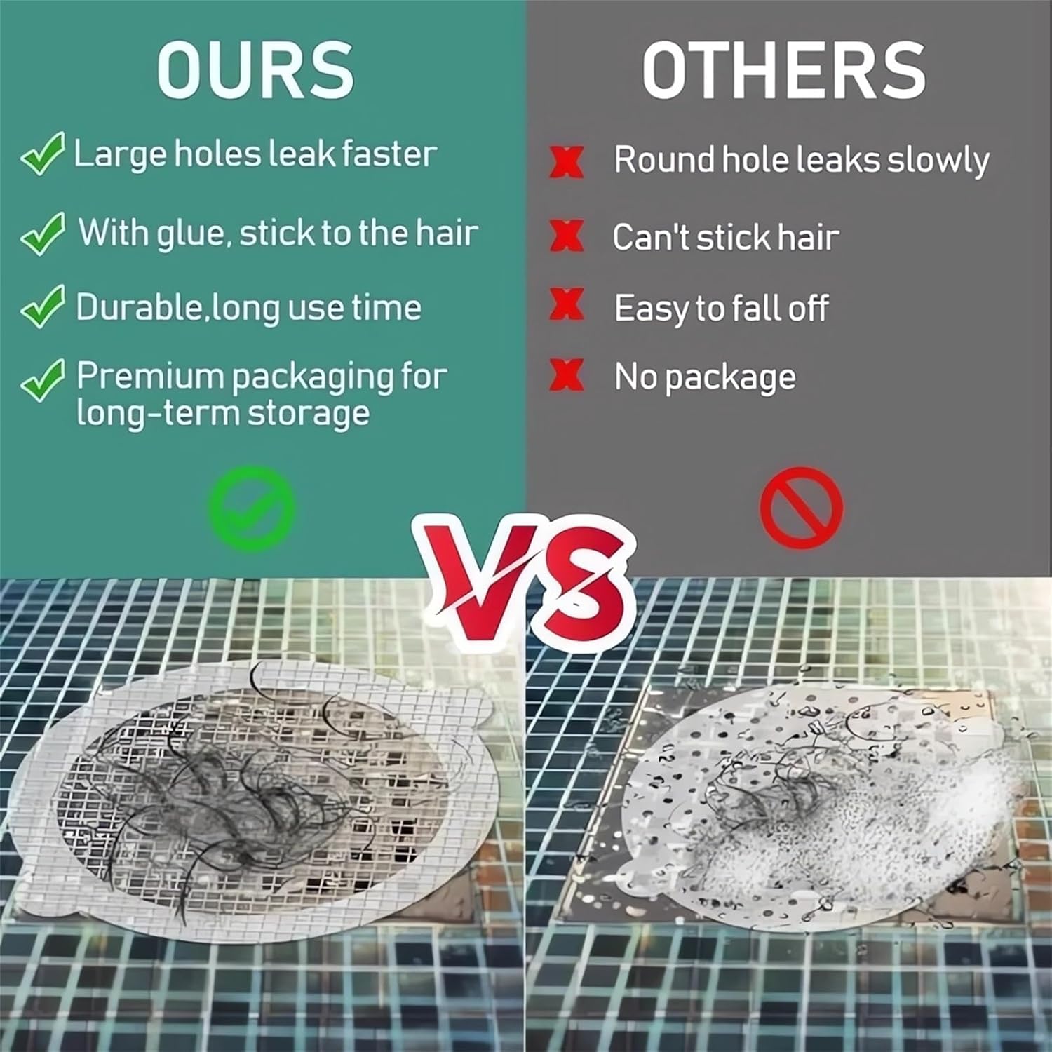 GYLCTOM Shower Drain Hair Catcher - 100PC Disposable Flat Mesh Sticker