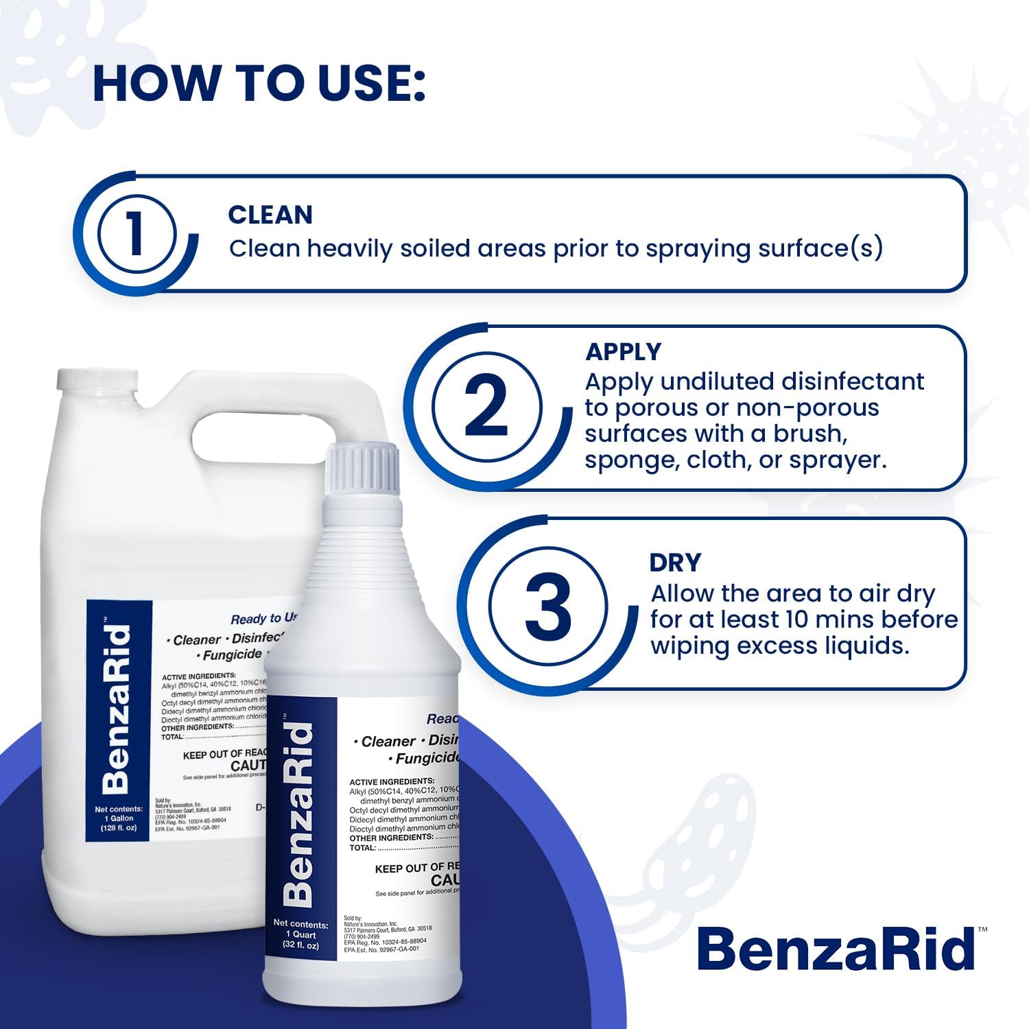 BenaRid Pro Mold Killer Fungicide Disinfectant 1 Gal 32 oz