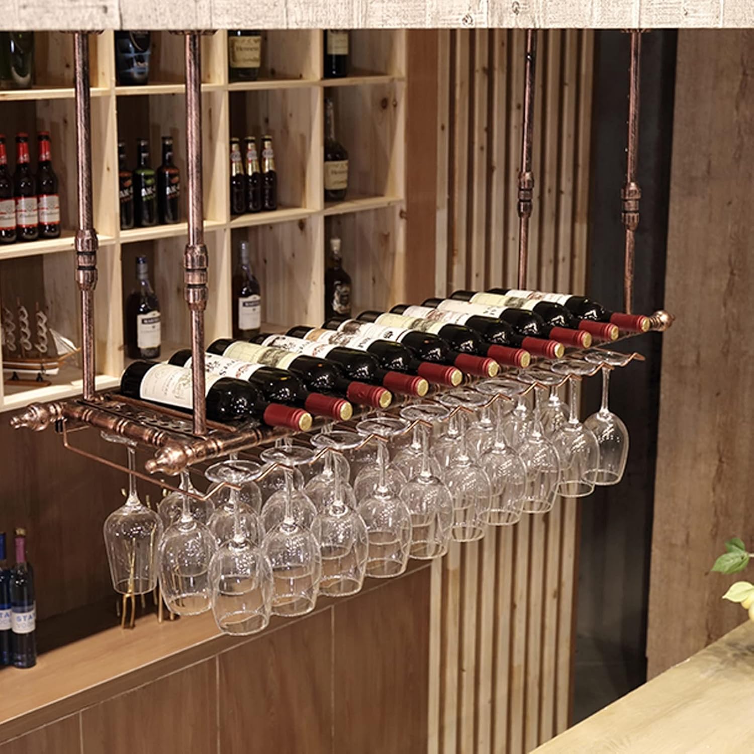 ZJDYDY Wall-Mounted Wine Rack with 2-in-1 Design