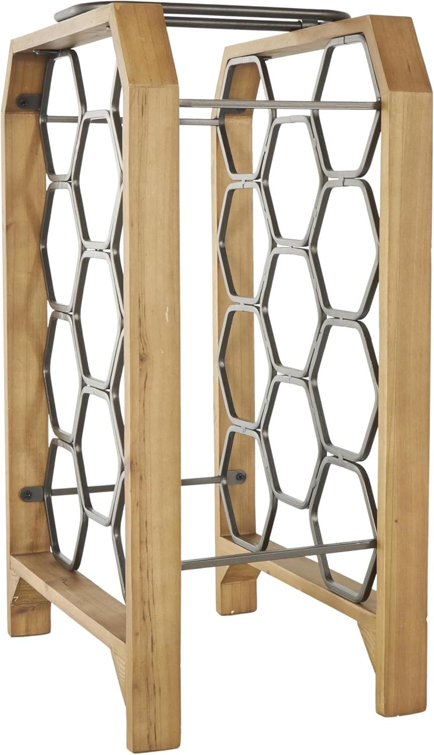 Deco 79 Industrial Wood Wine Rack with 11 Slots