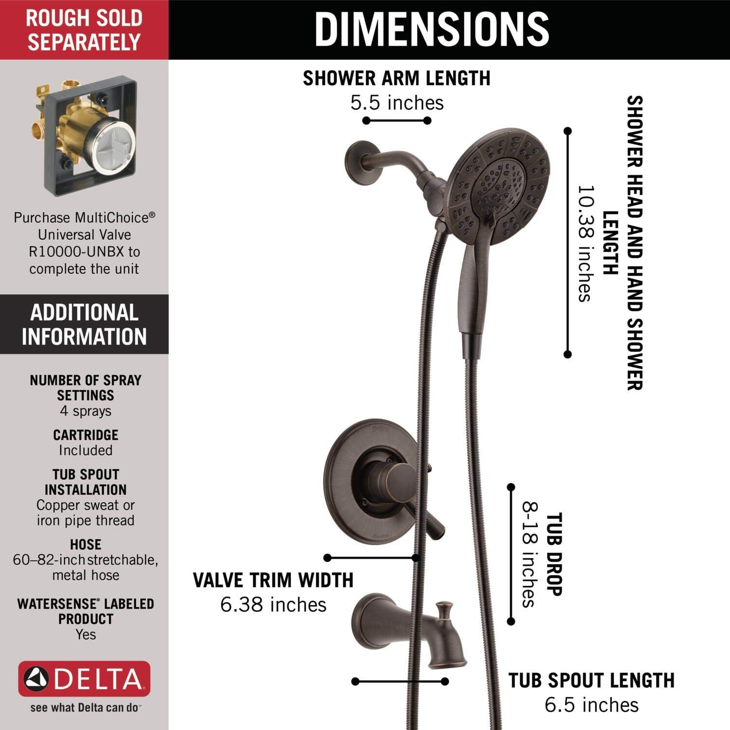 Delta Faucet Linden 17 Series Dual Function Trim Kit Venetian Bronze