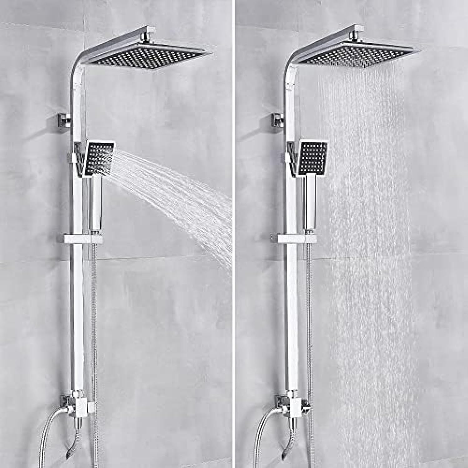 Chrome Bath Shower Faucet with Handheld and Rainfall 2-way Switch