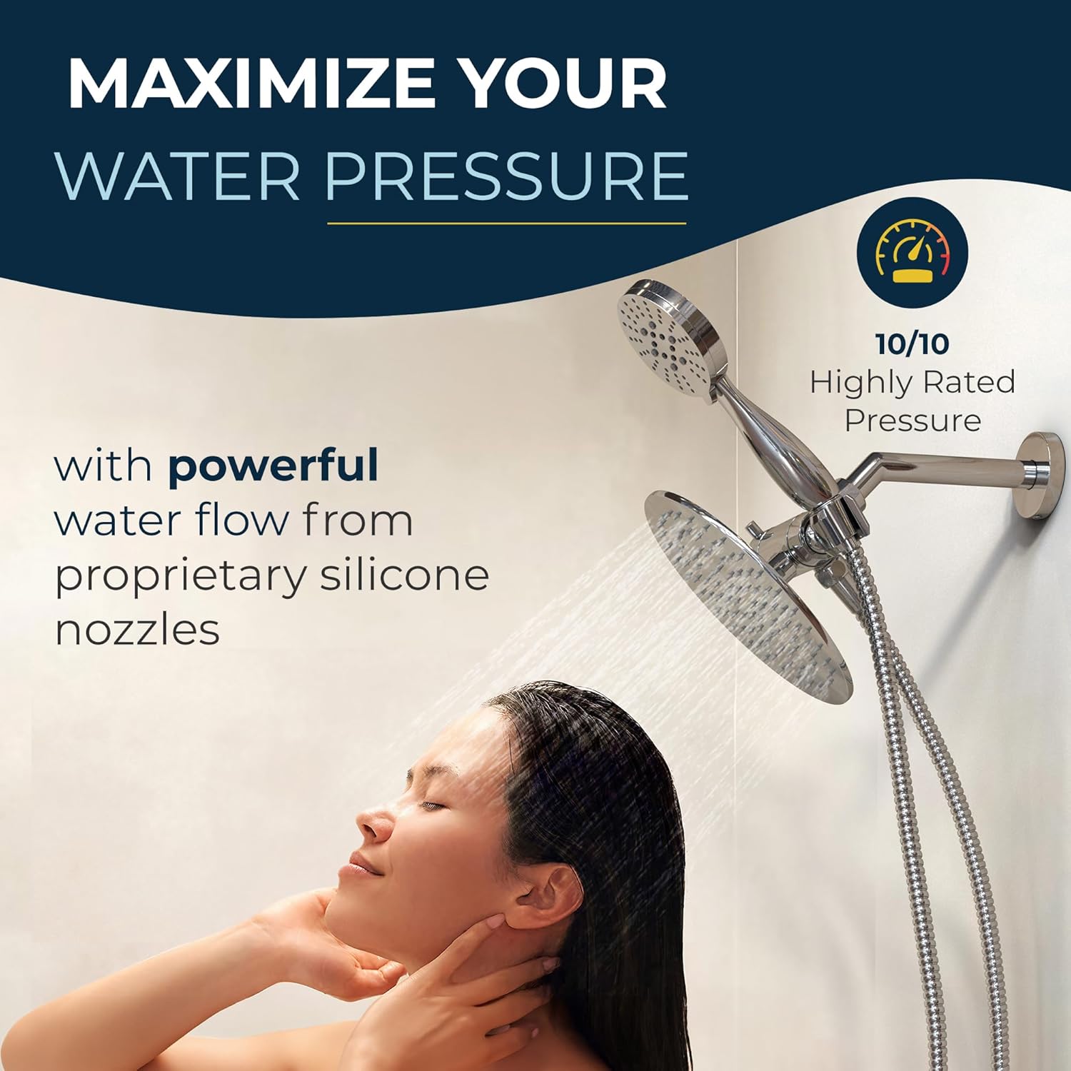HammerHead Showers Dual Combo - 8-Inch Rainfall 3-Flow Handheld