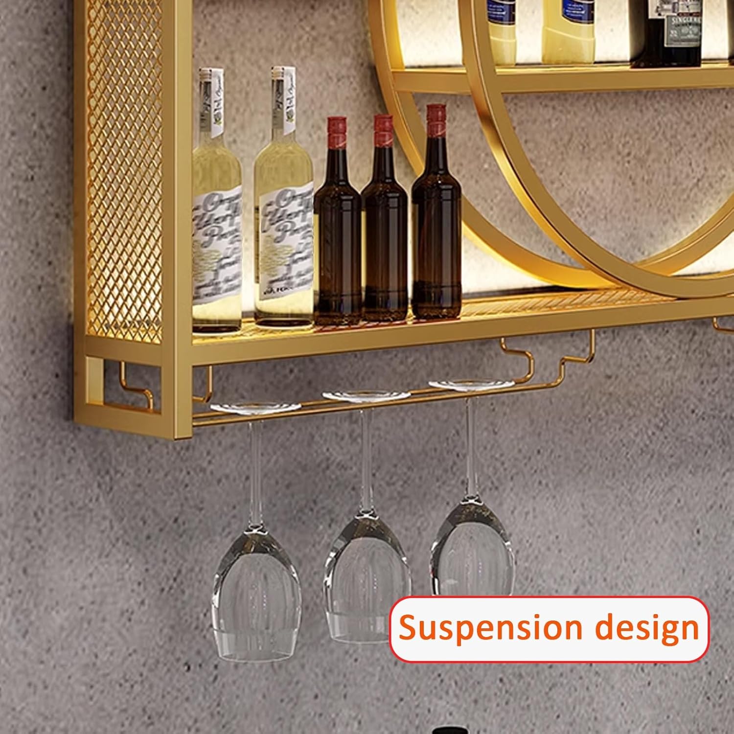 JKGHK Wall Mounted Glass Holder 3-Layer Wine Rack Gold 393in100cm