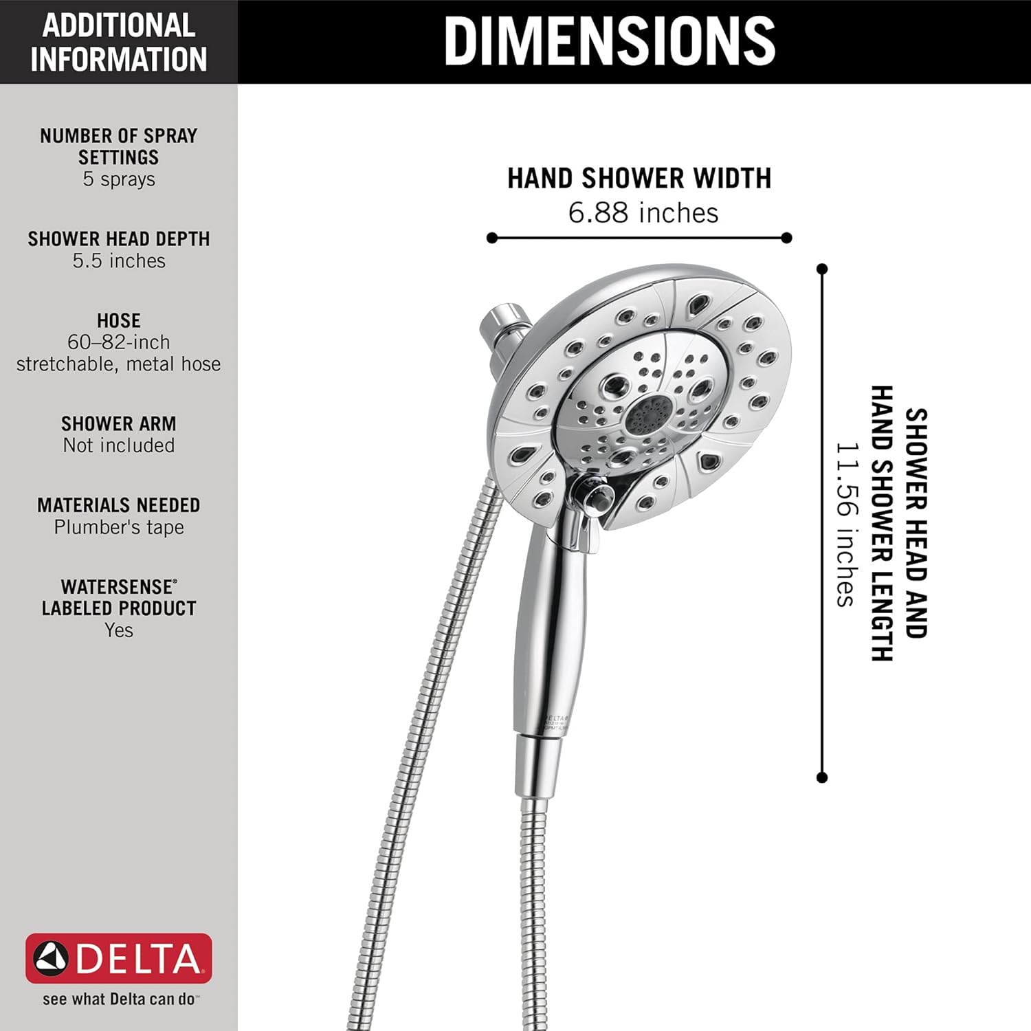 Delta Faucet 5-Spray In2ition Dual Shower Head with Handheld