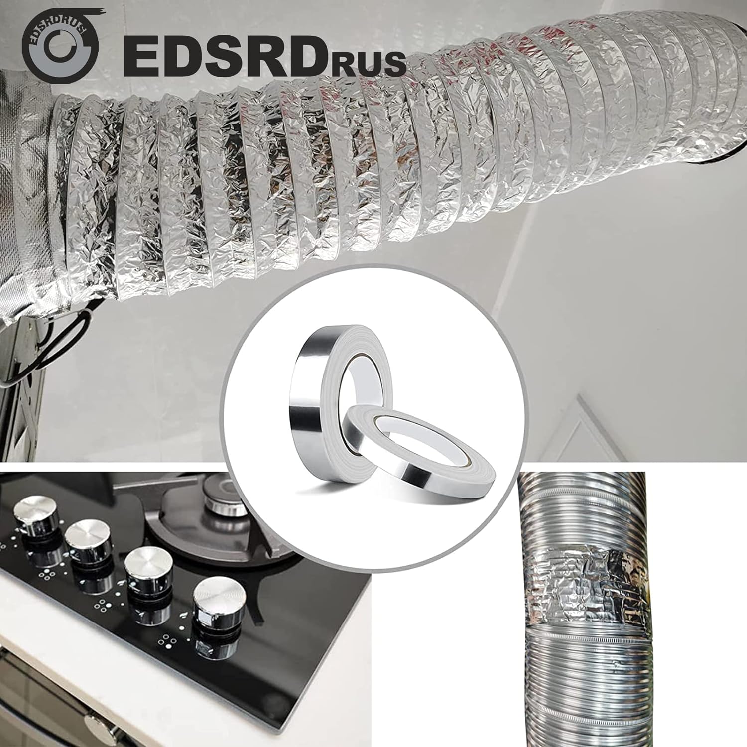 EDSRDRUS 12in x 98ft Duct Tape with Aluminum Foil