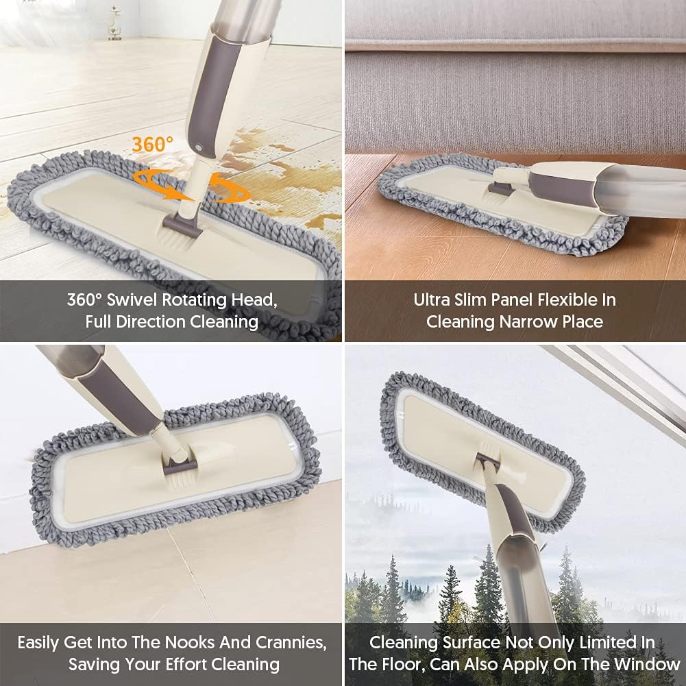 MEXERRIS 3x Reusable Microfiber Spray Dust Mop for Hardwood Floors