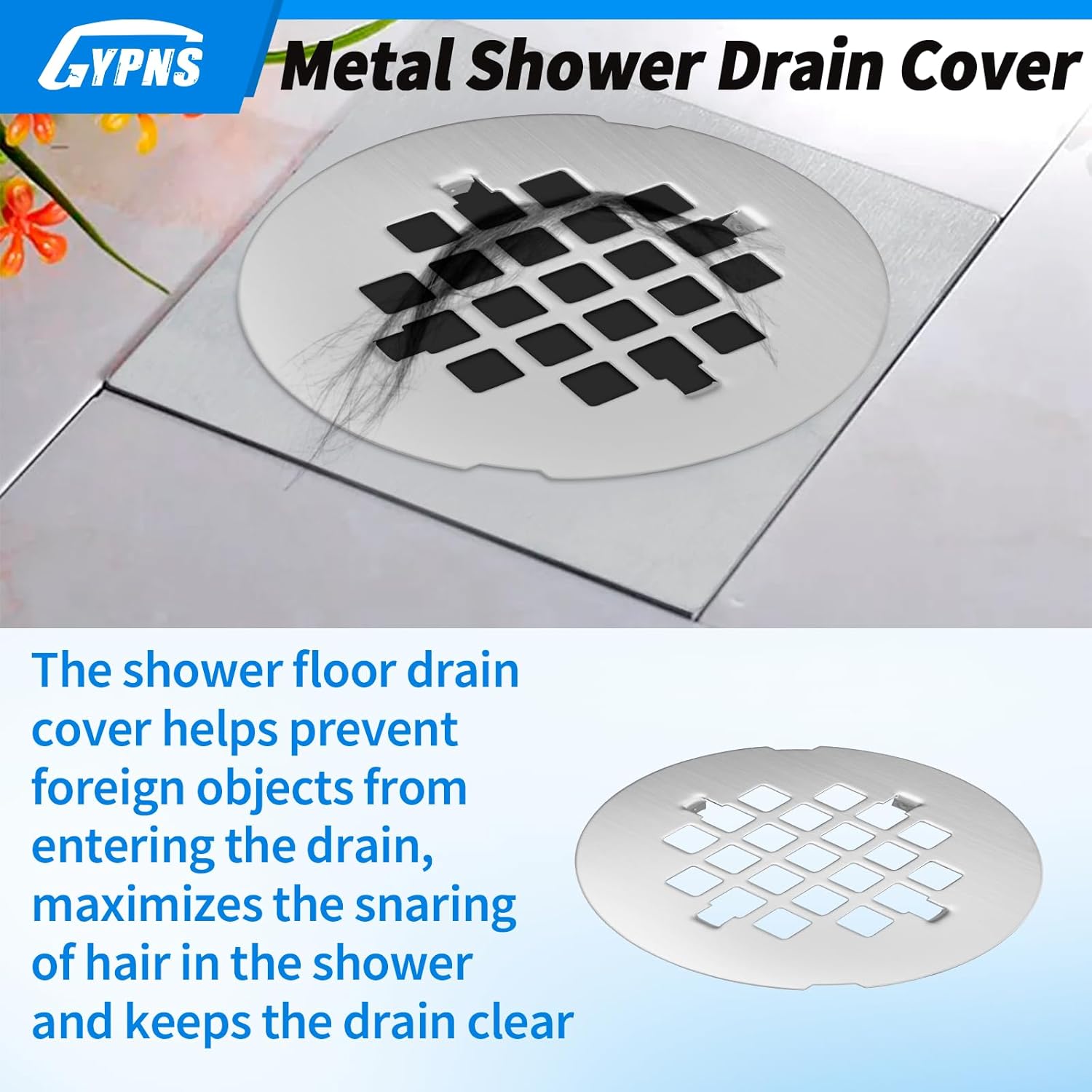 GYPNS Chrome Shower Drain Cover 4-14 Inch Round 2 Pack