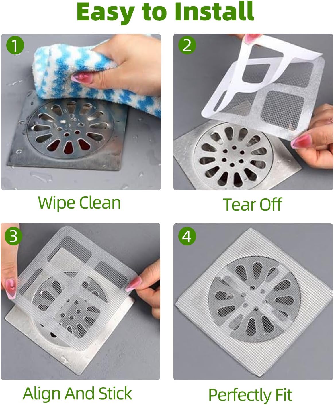 Disposable 4x4 Drain Covers 30 PCS Hair Catcher for Shower and Bath