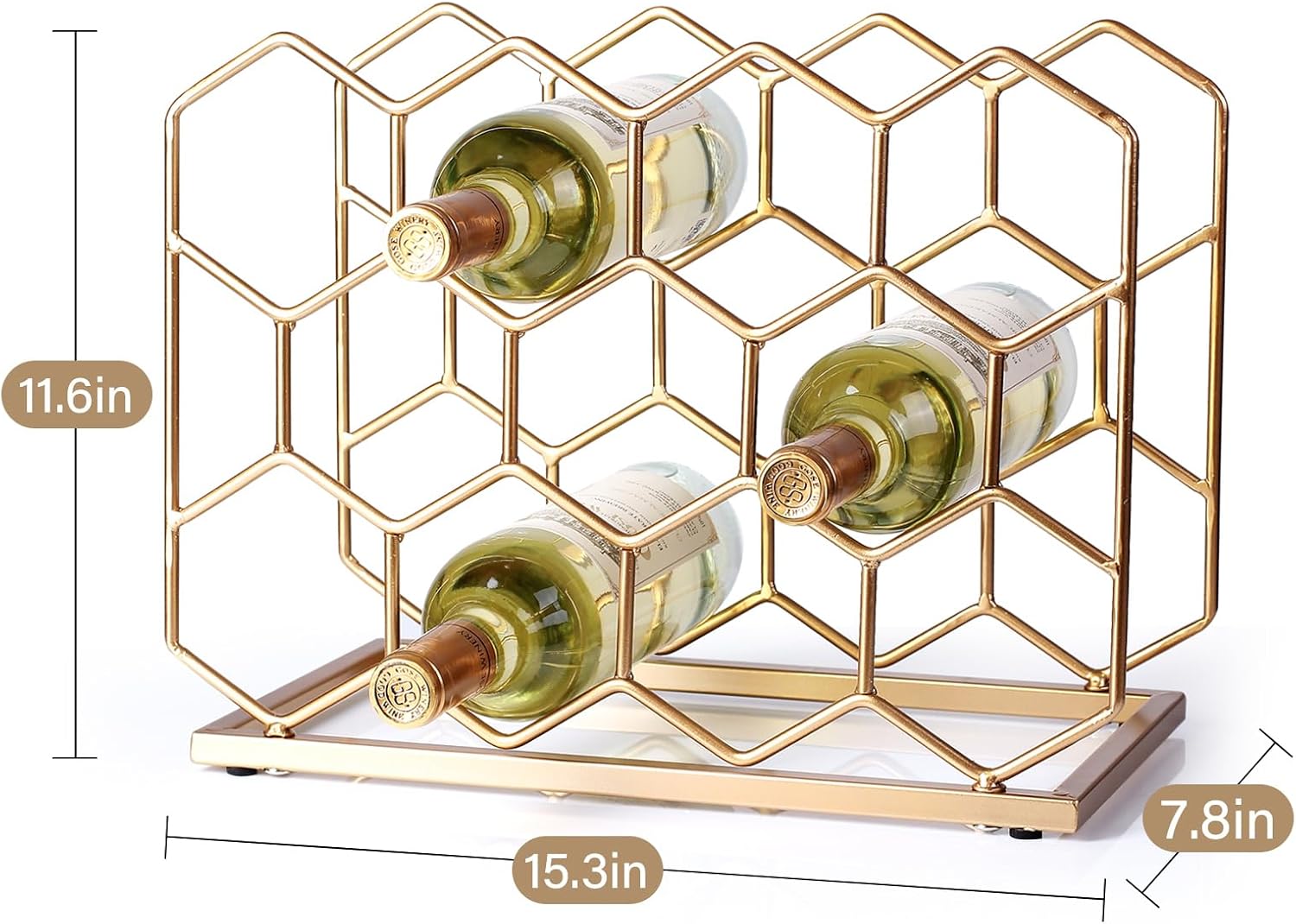 14 Bottle Countertop Wine Rack - Modern Gold Metal Design
