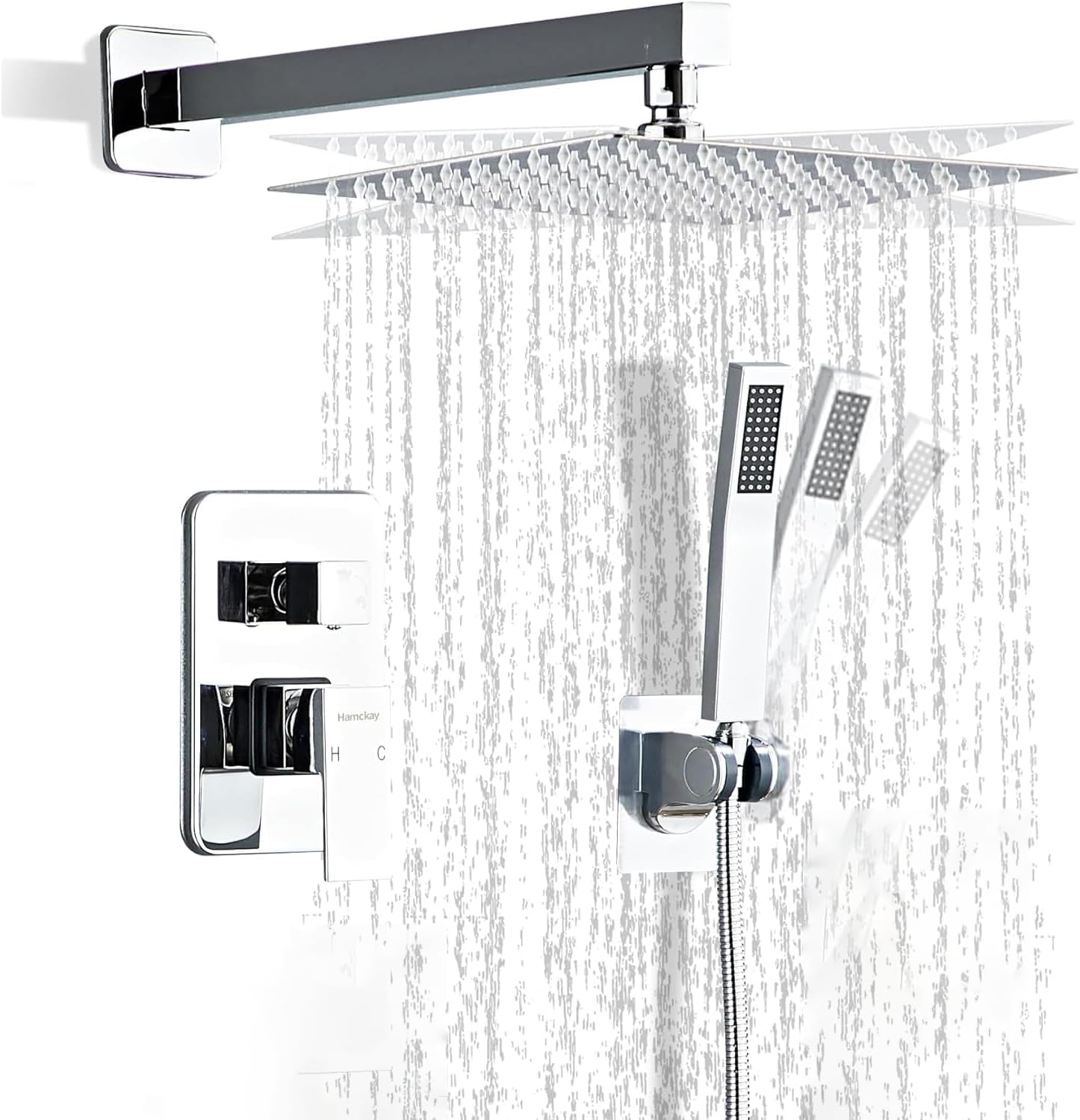 Hamckay 8 Inch Chrome Shower Faucet Set