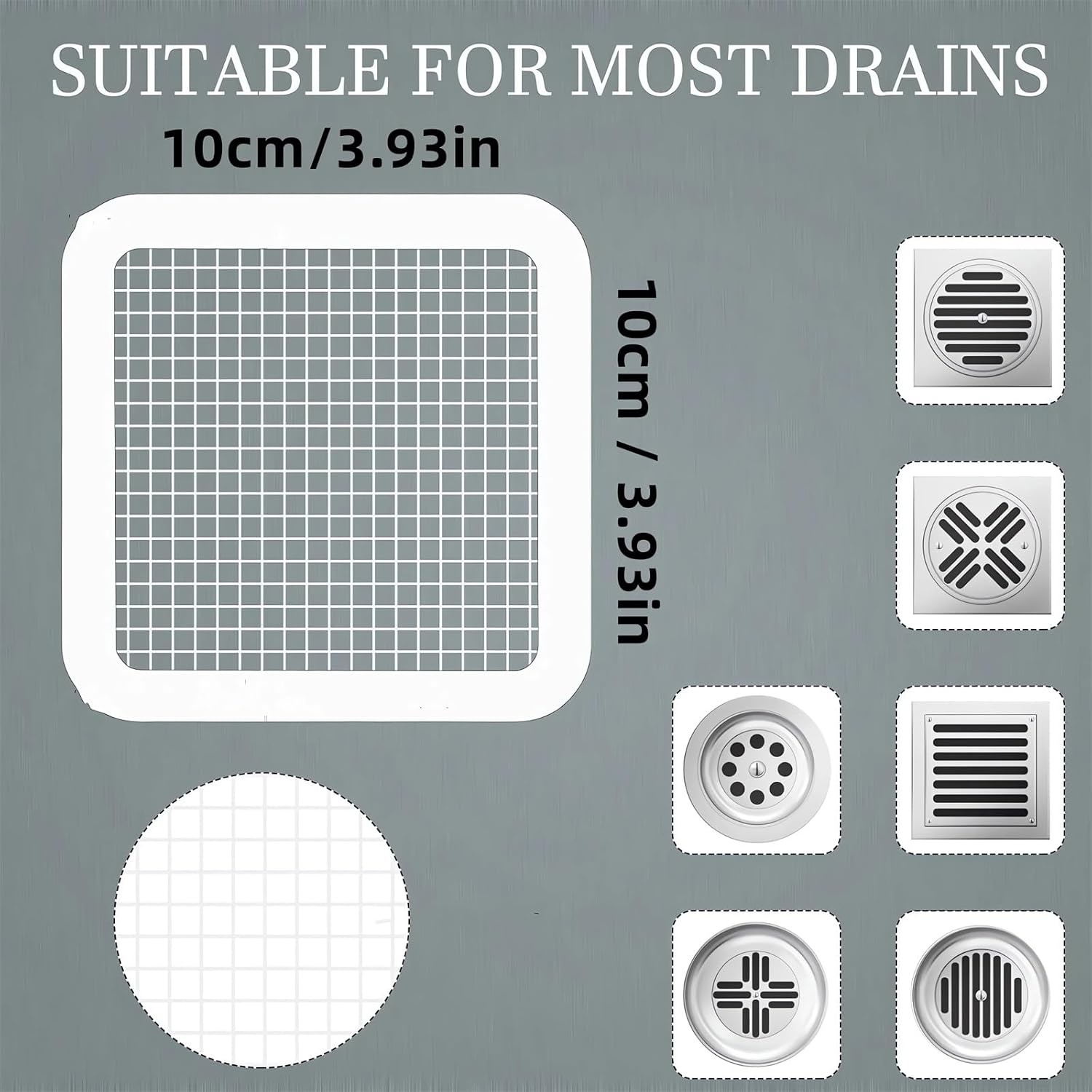 GYLCTOM Shower Drain Hair Catcher - 100PC Disposable Flat Mesh Sticker