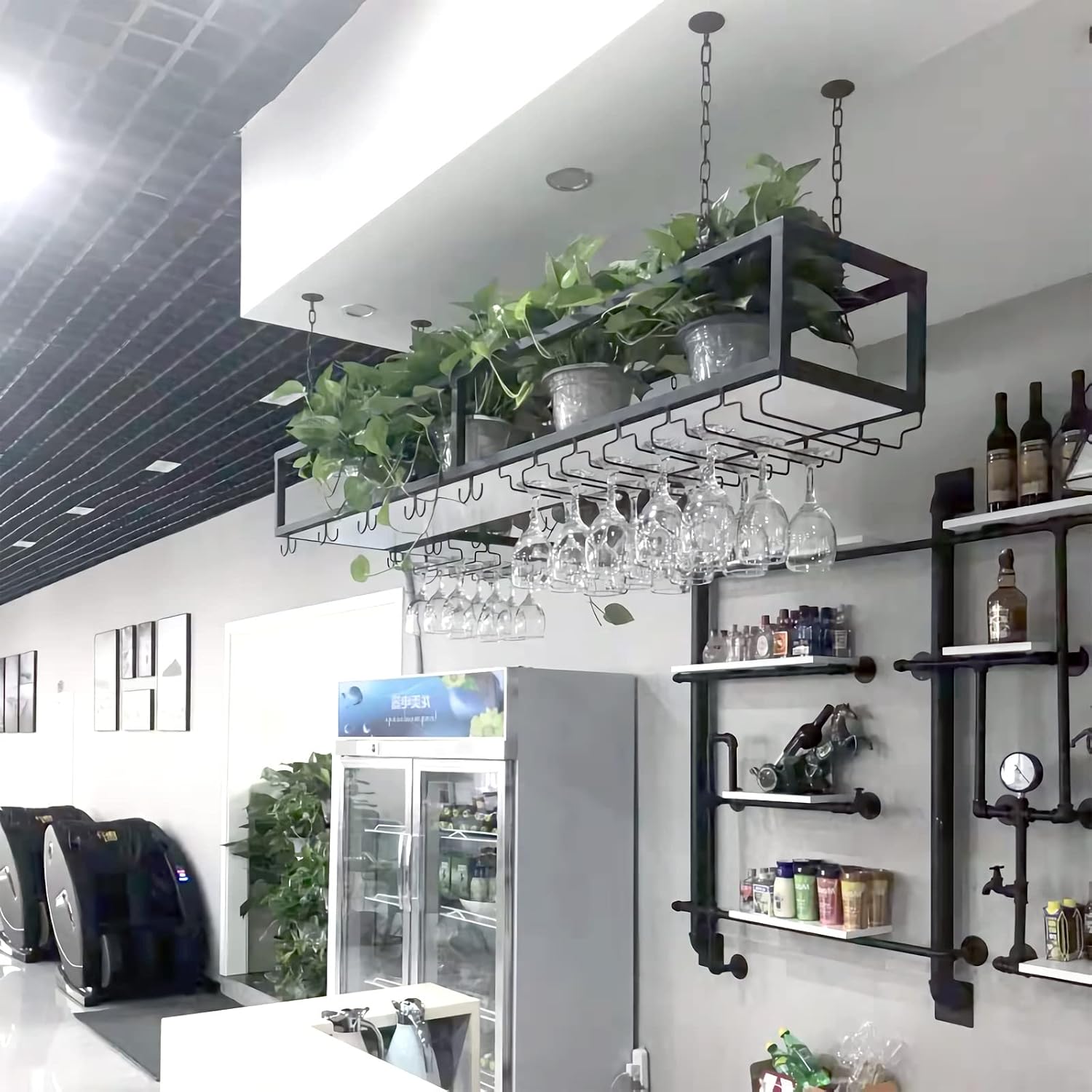 ZJDYDY Wall-Mounted Wine Glass Rack with Adjustable Height