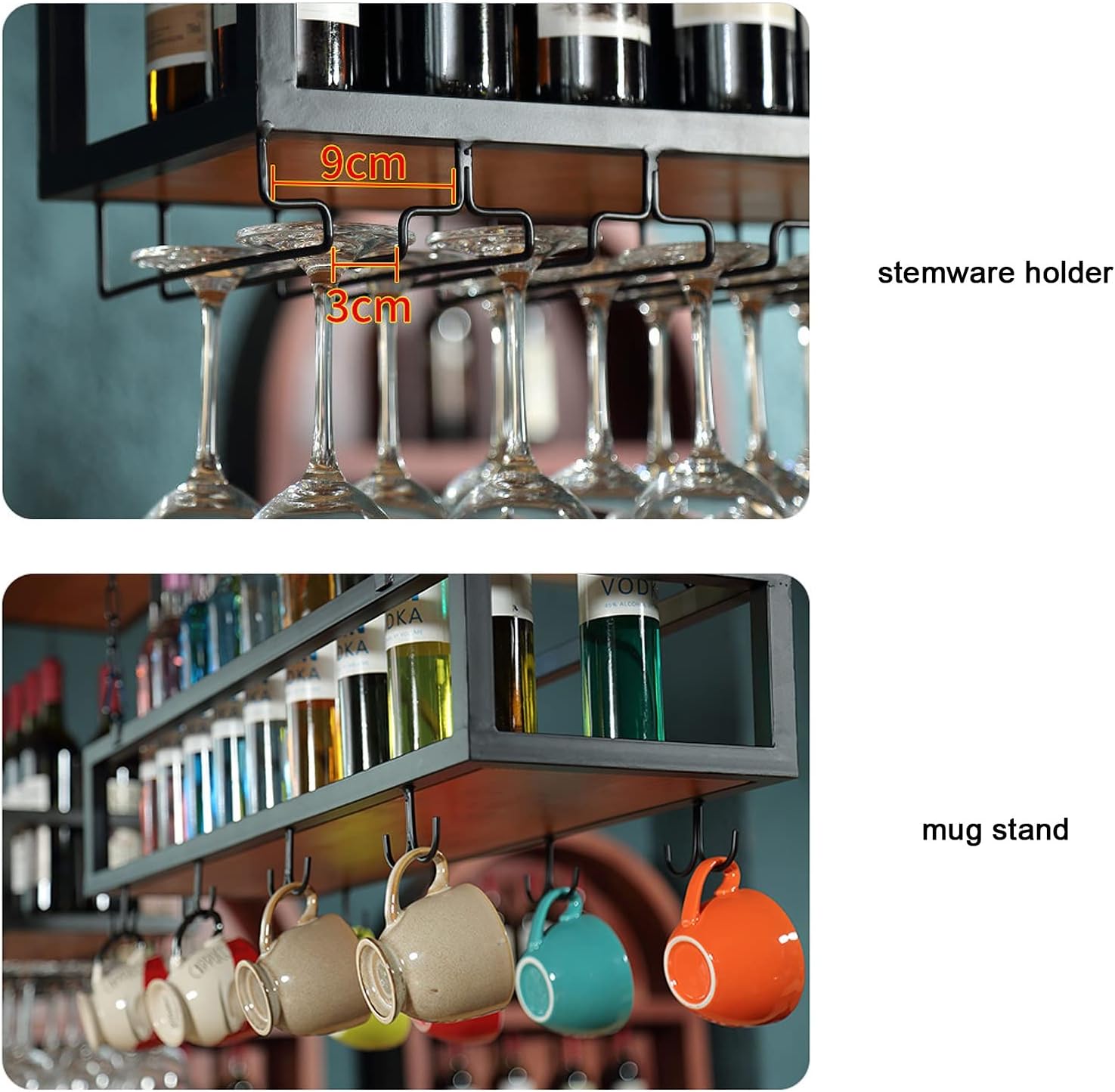 ZJDYDY Wall-Mounted Wine Glass Rack with Adjustable Height