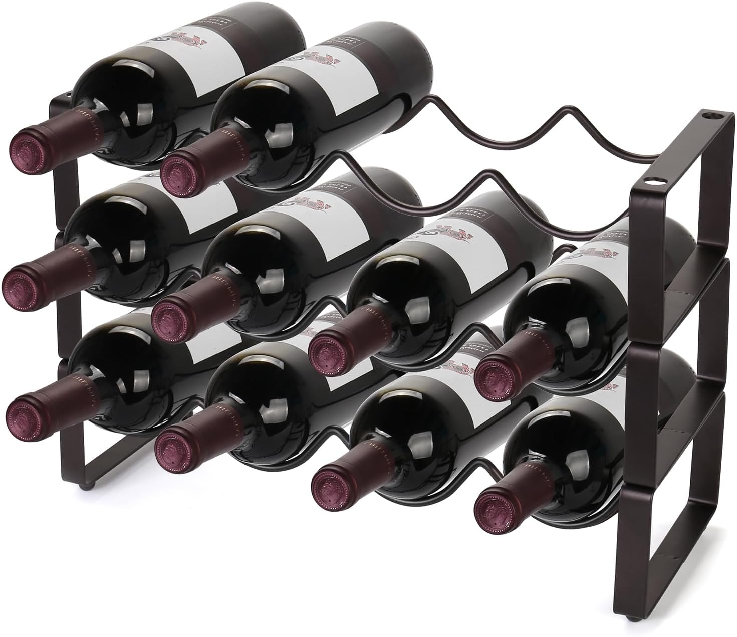 Carperipher Stackable Wine Rack 3 Tier 12 Bottles Metal Storage