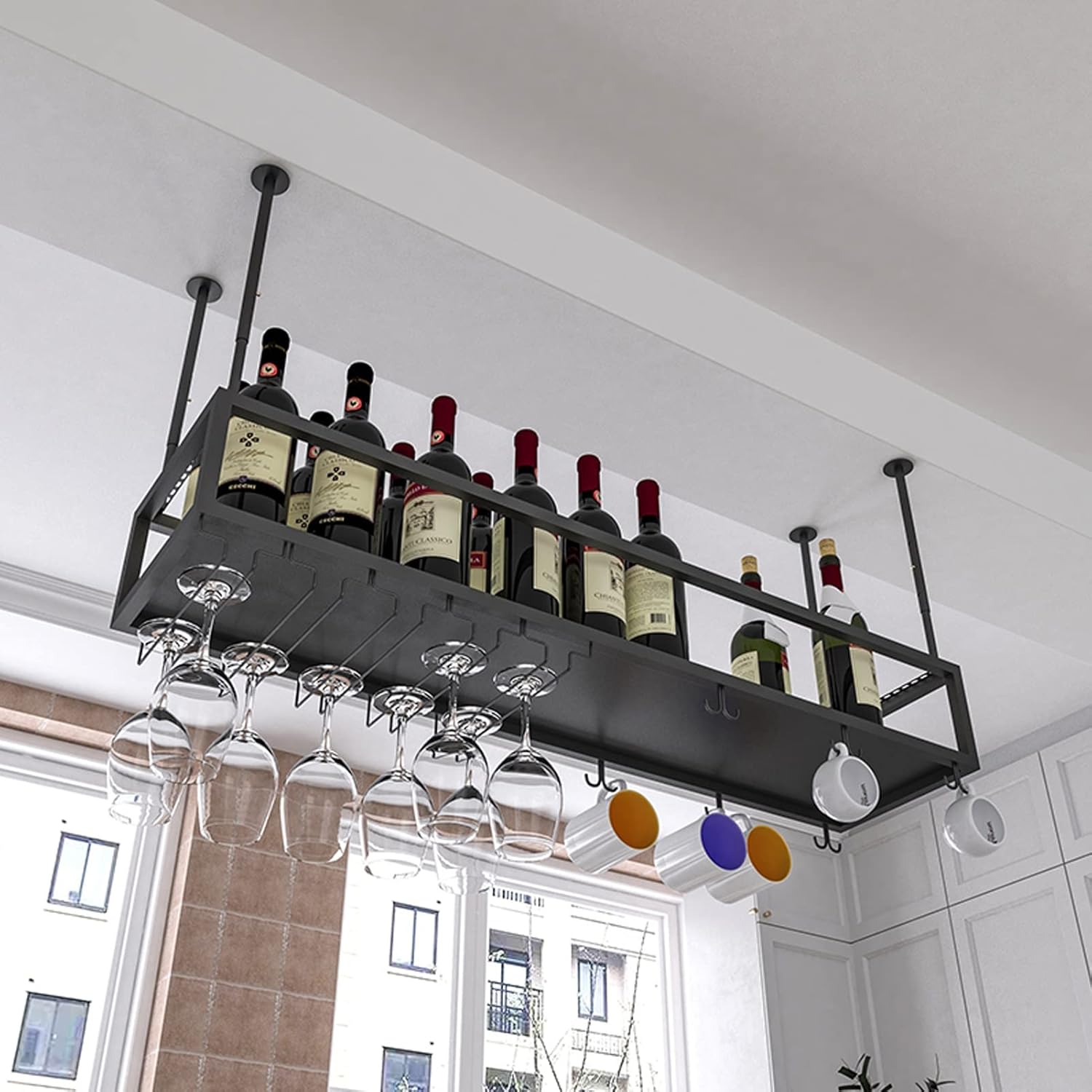 ZJDYDY Wall-Mounted Wine Rack with Glass Holder
