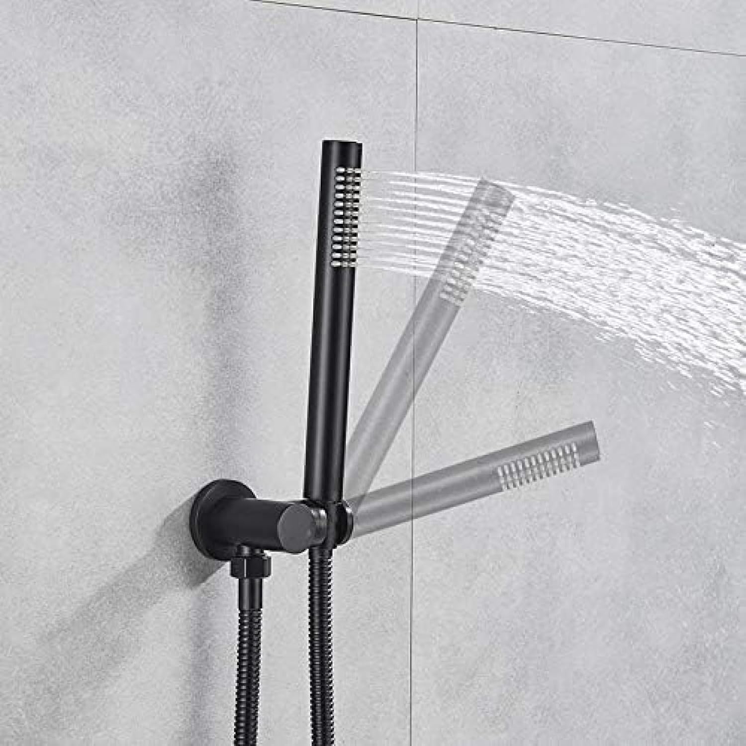 Brass Black Shower Set with Rain and Handheld Spray Heads