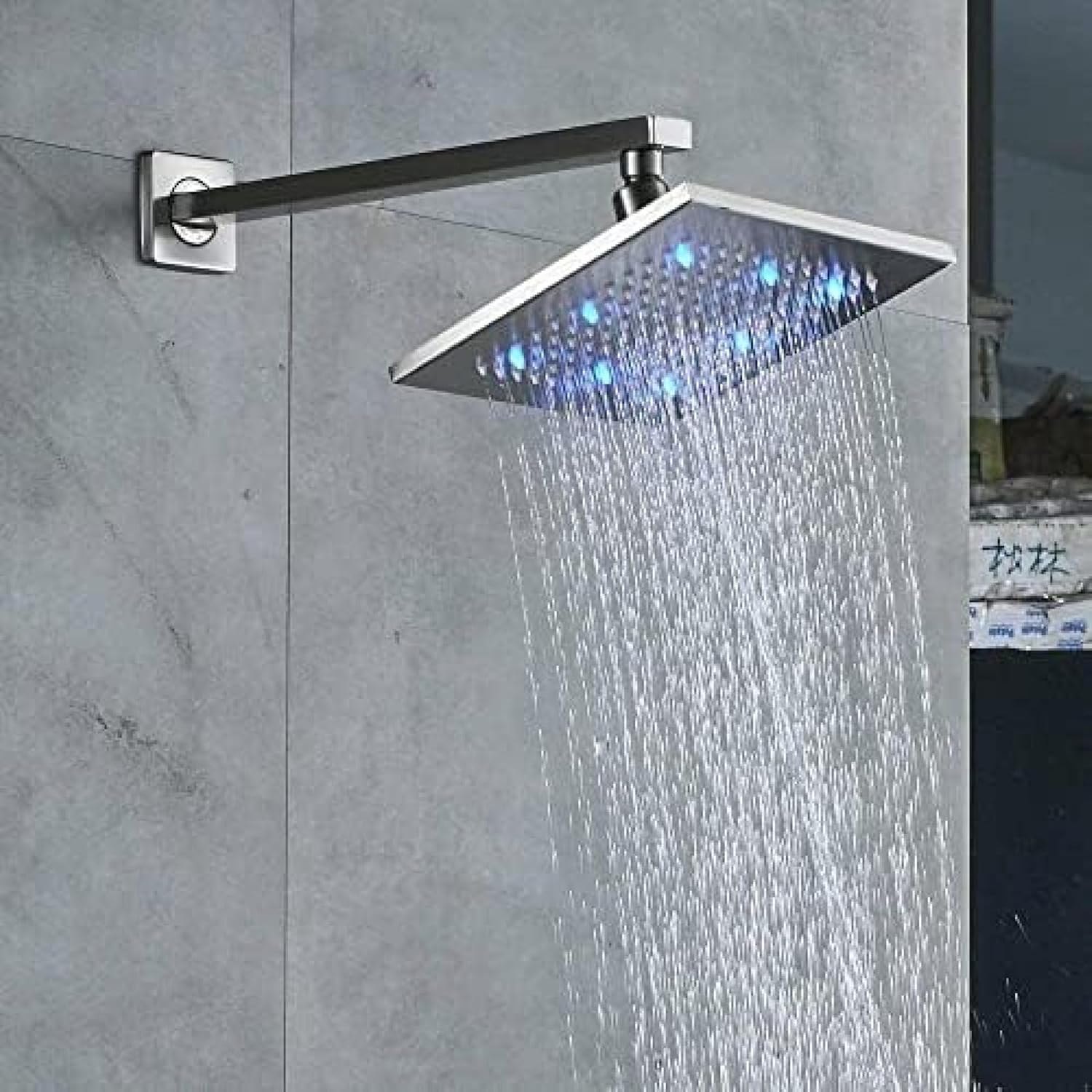TECKI 12 Inch Brushed Nickel Shower Faucet Set with LED Light