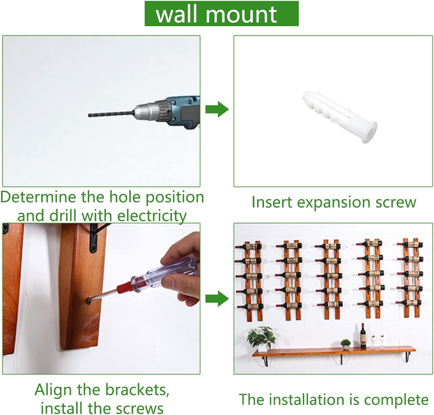 KOHARA 5 Bottles Wall Mounted Wine Rack
