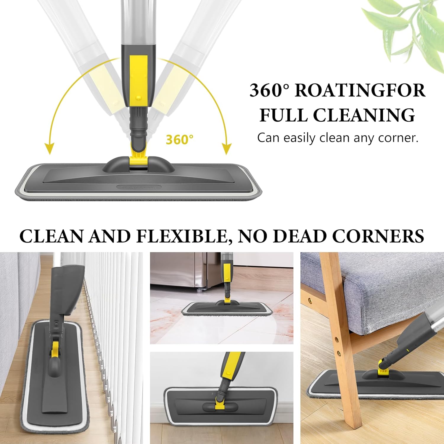 NileHome Spray Mop with 3 Washable Pads and 400 ml Refill Bottle