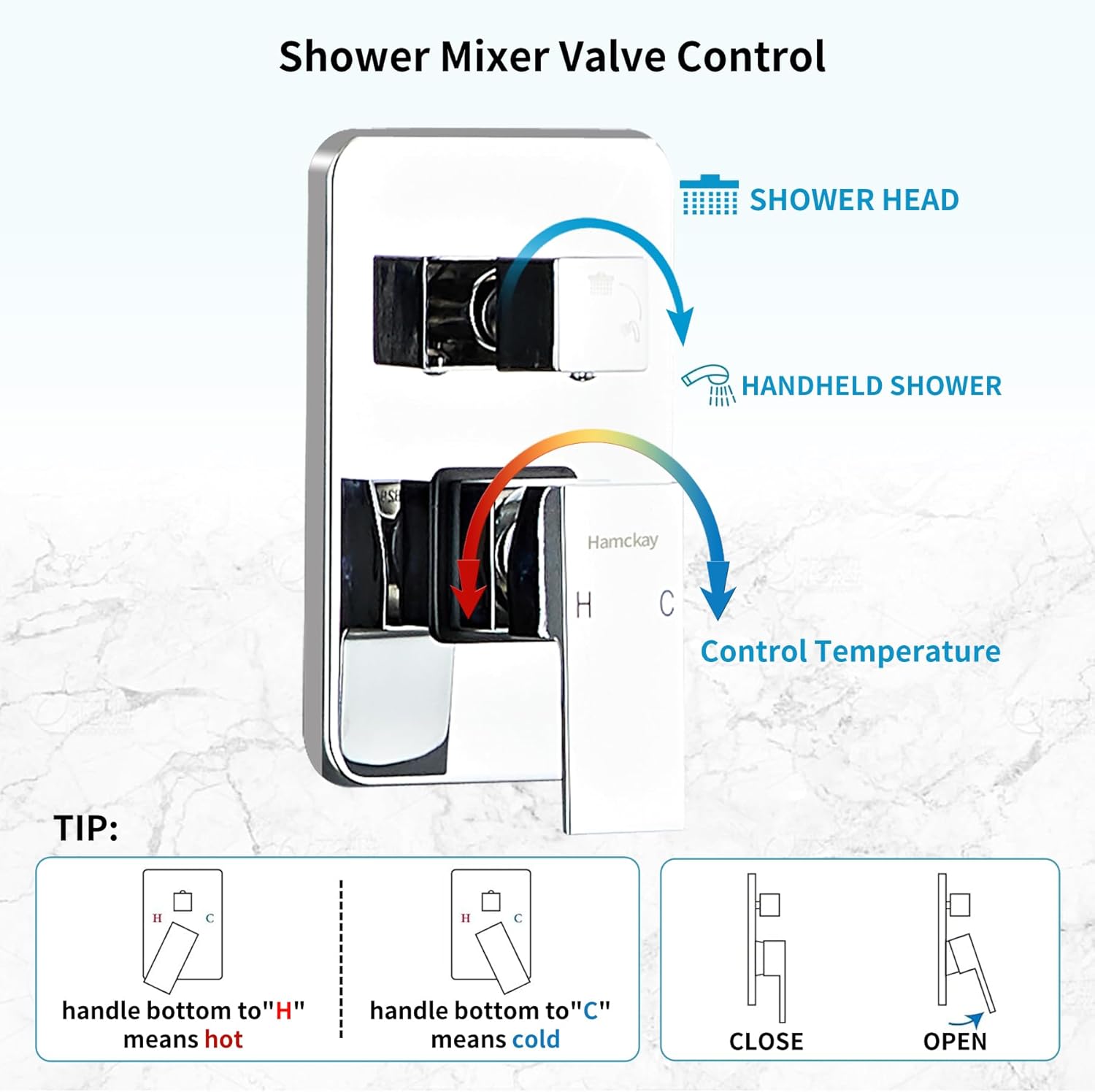 Hamckay 8 Inch Chrome Shower Faucet Set
