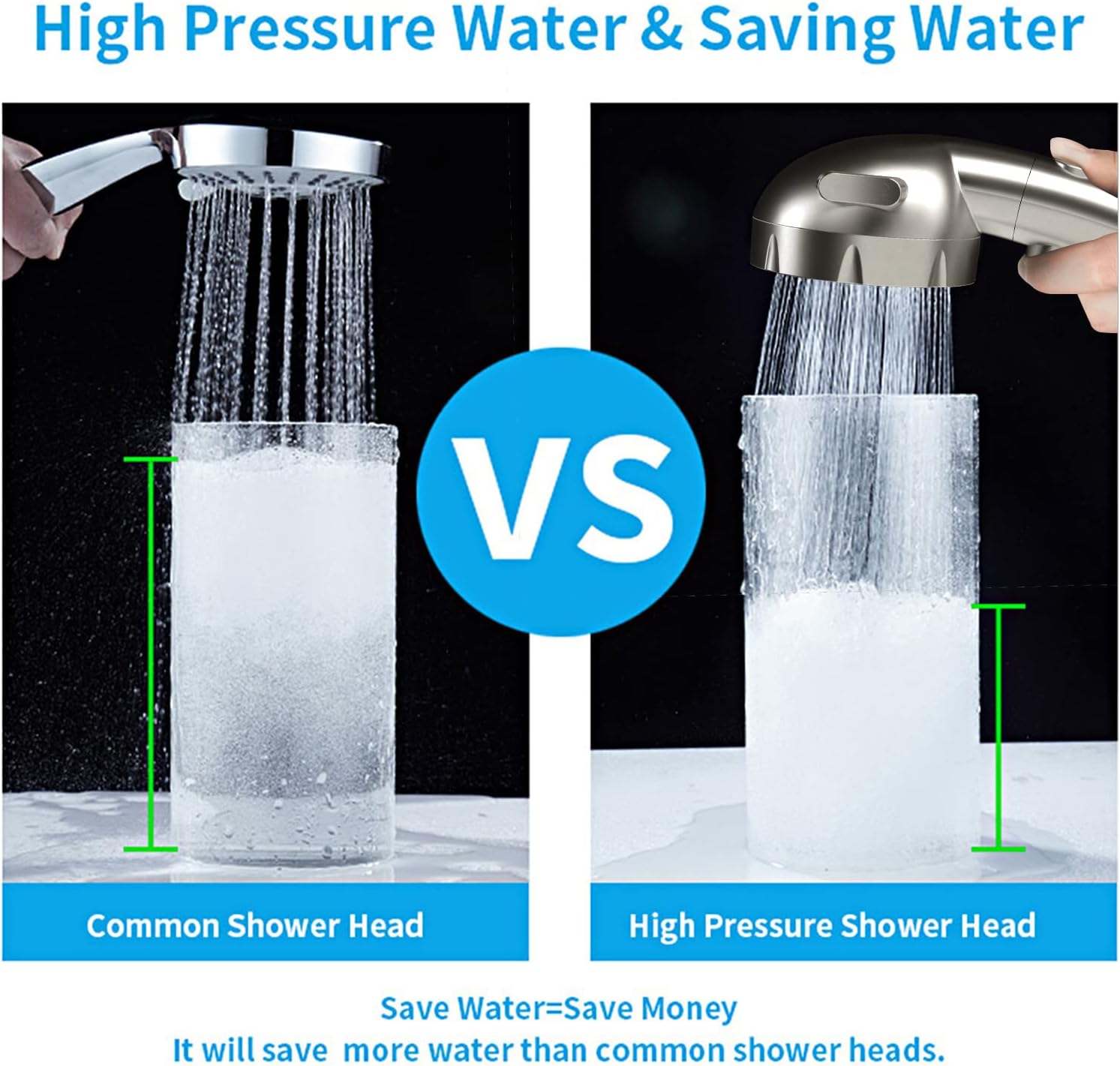 KAIYING High Pressure Handheld Shower Head with ONOFF Switch and 3 Spray Modes